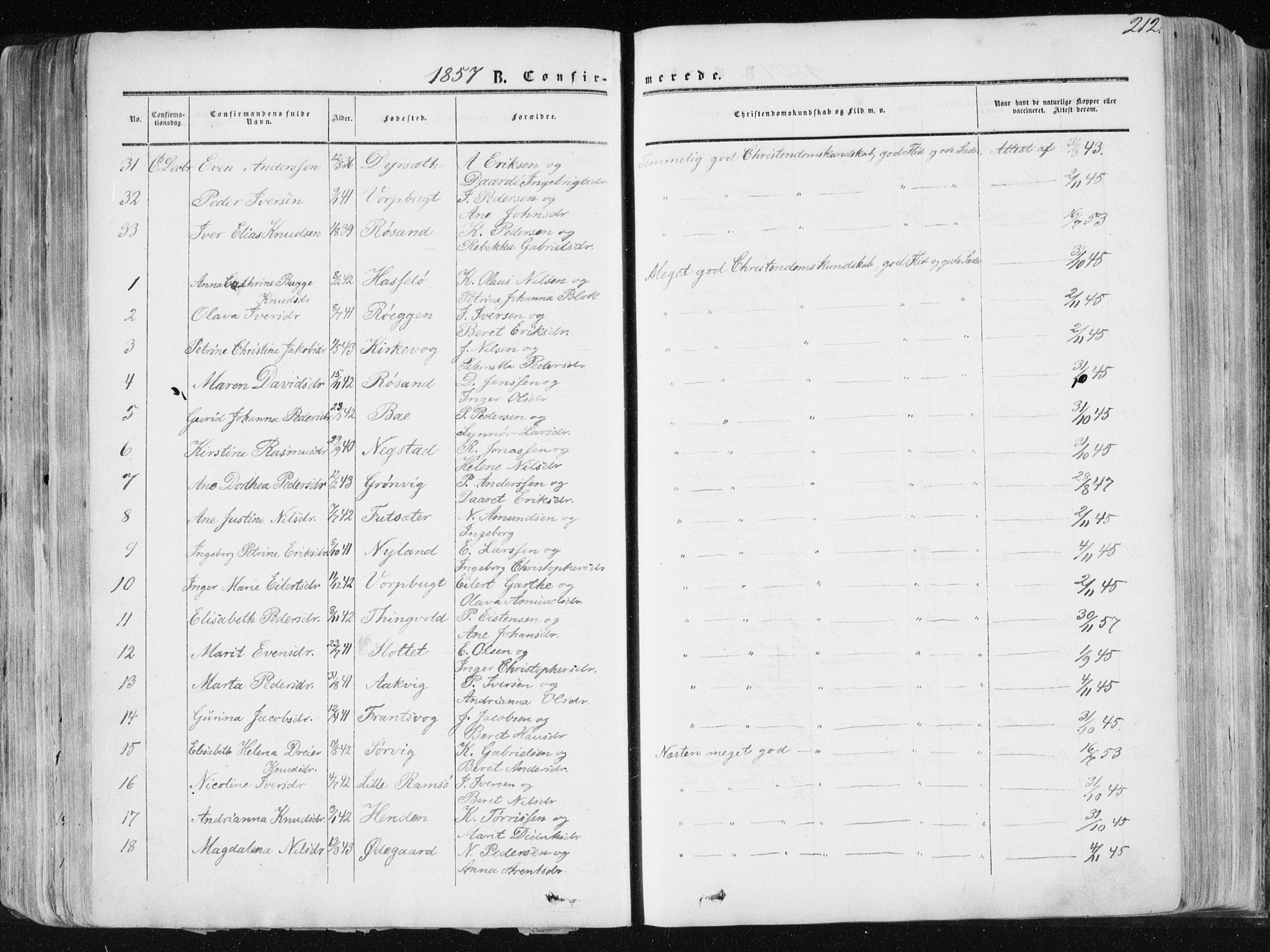 Ministerialprotokoller, klokkerbøker og fødselsregistre - Møre og Romsdal, AV/SAT-A-1454/568/L0804: Parish register (official) no. 568A11, 1854-1868, p. 212