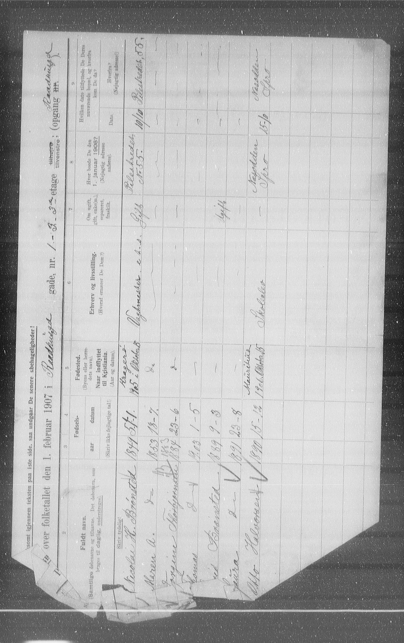 OBA, Municipal Census 1907 for Kristiania, 1907, p. 43985