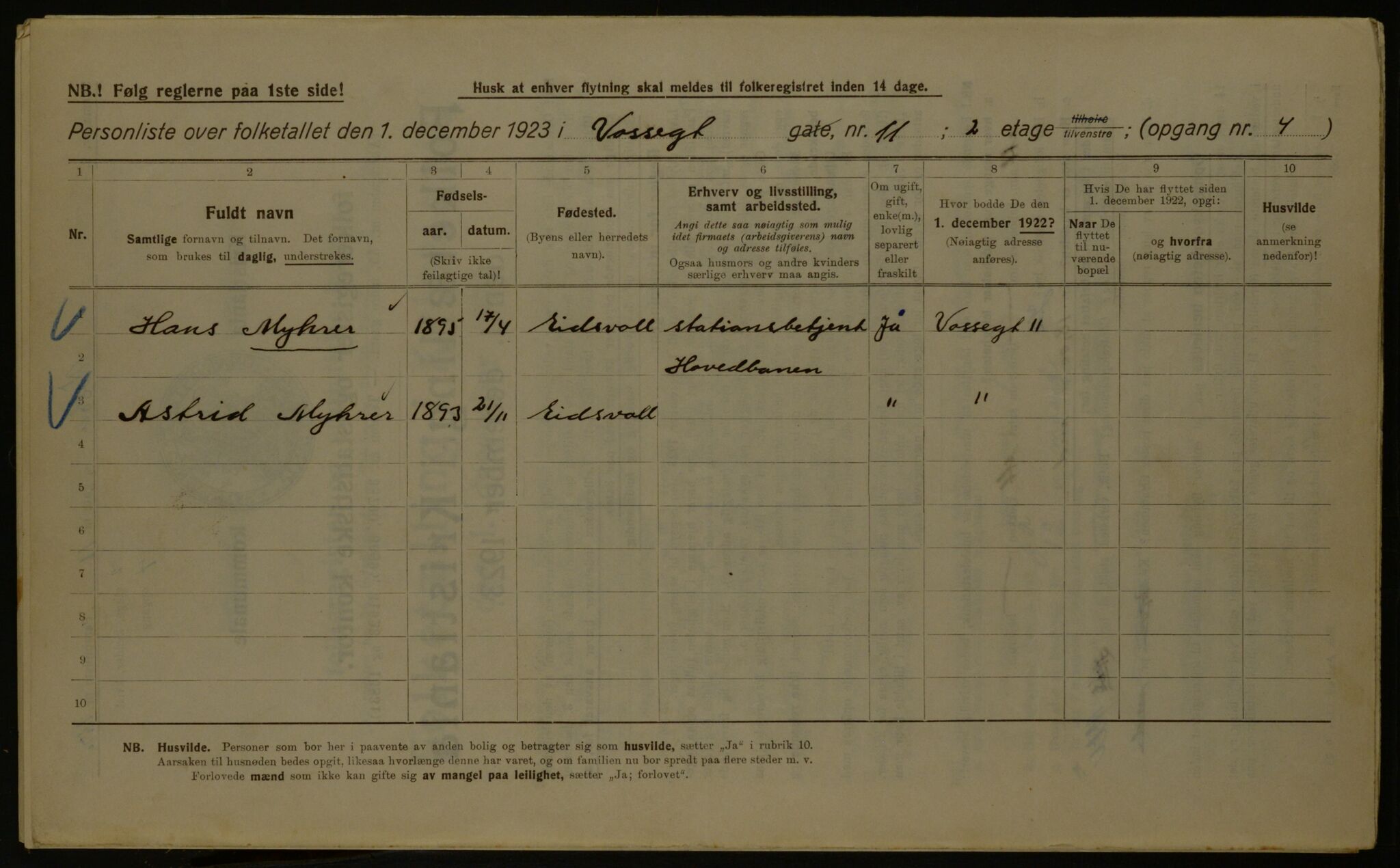 OBA, Municipal Census 1923 for Kristiania, 1923, p. 138513