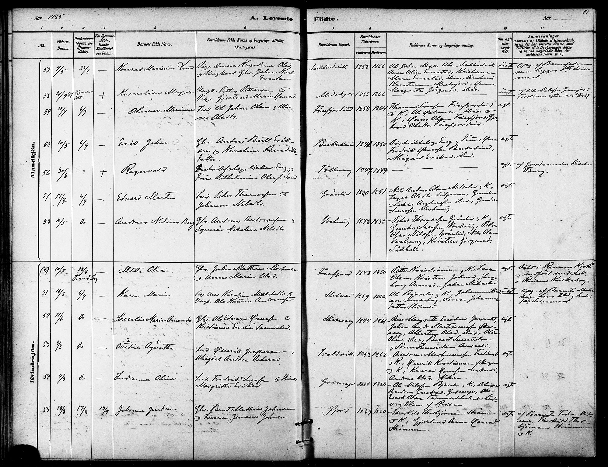Lenvik sokneprestembete, SATØ/S-1310/H/Ha/Haa/L0011kirke: Parish register (official) no. 11, 1880-1889, p. 51