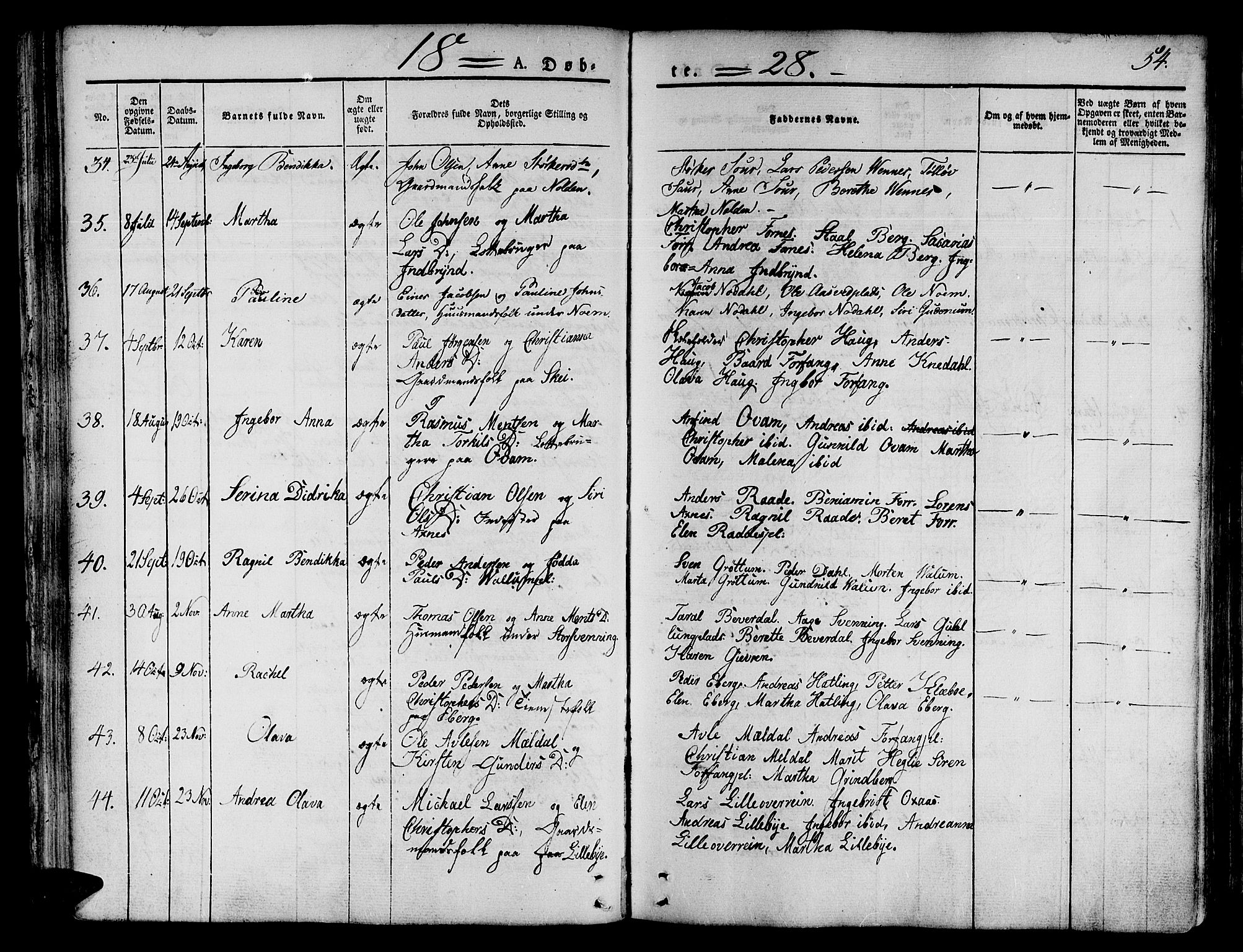 Ministerialprotokoller, klokkerbøker og fødselsregistre - Nord-Trøndelag, SAT/A-1458/746/L0445: Parish register (official) no. 746A04, 1826-1846, p. 54