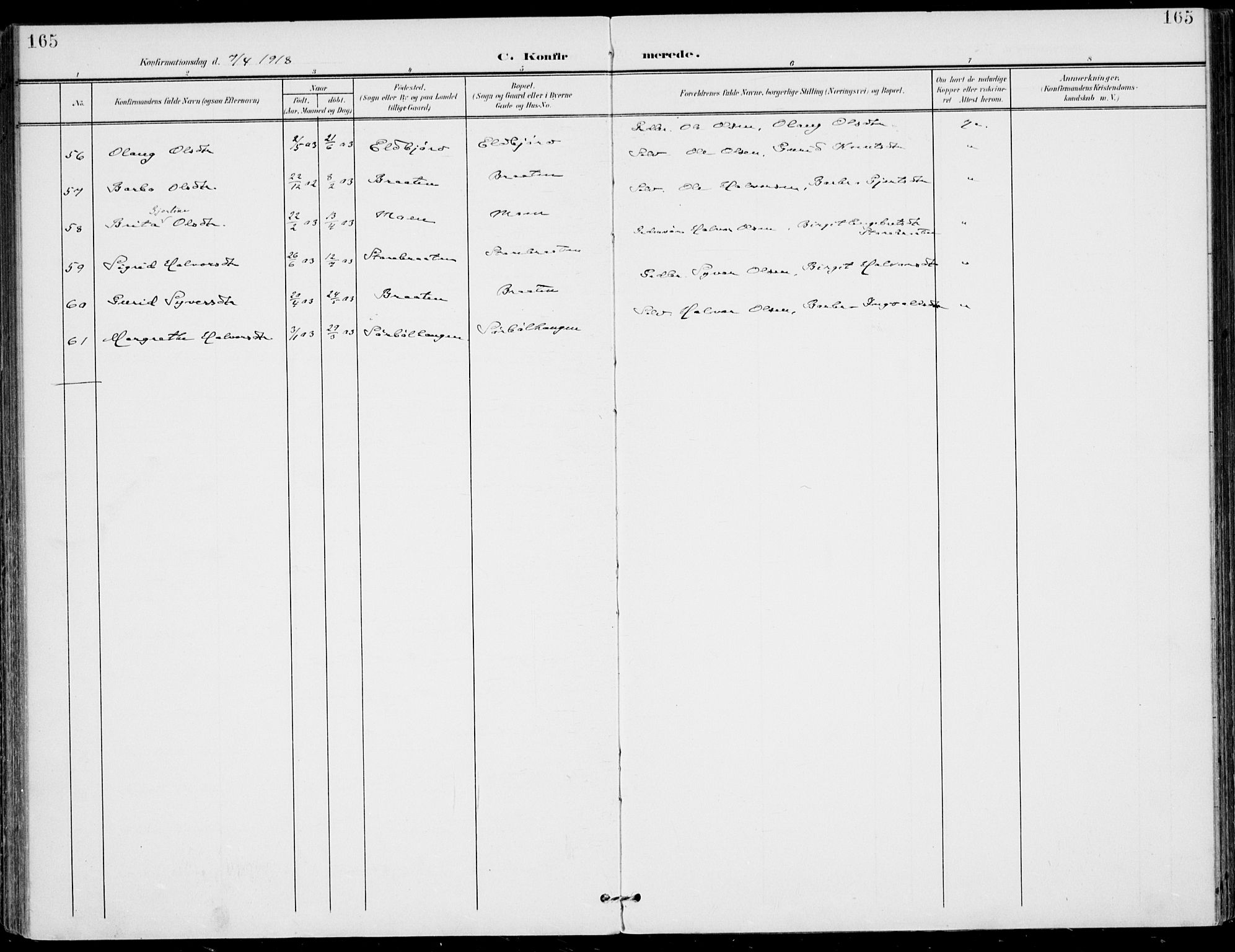 Gol kirkebøker, SAKO/A-226/F/Fa/L0006: Parish register (official) no. I 6, 1901-1918, p. 165