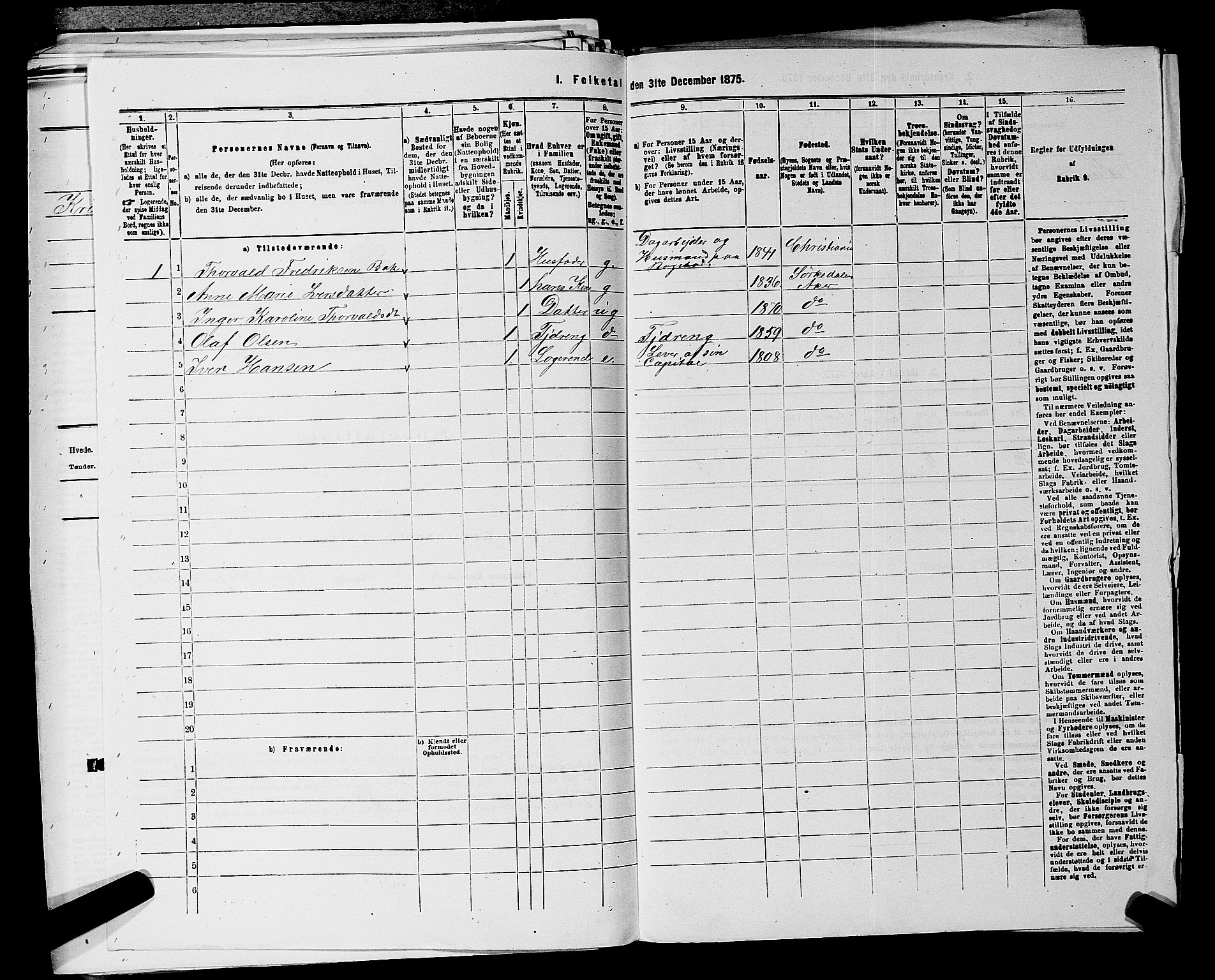 RA, 1875 census for 0218aP Vestre Aker, 1875, p. 804