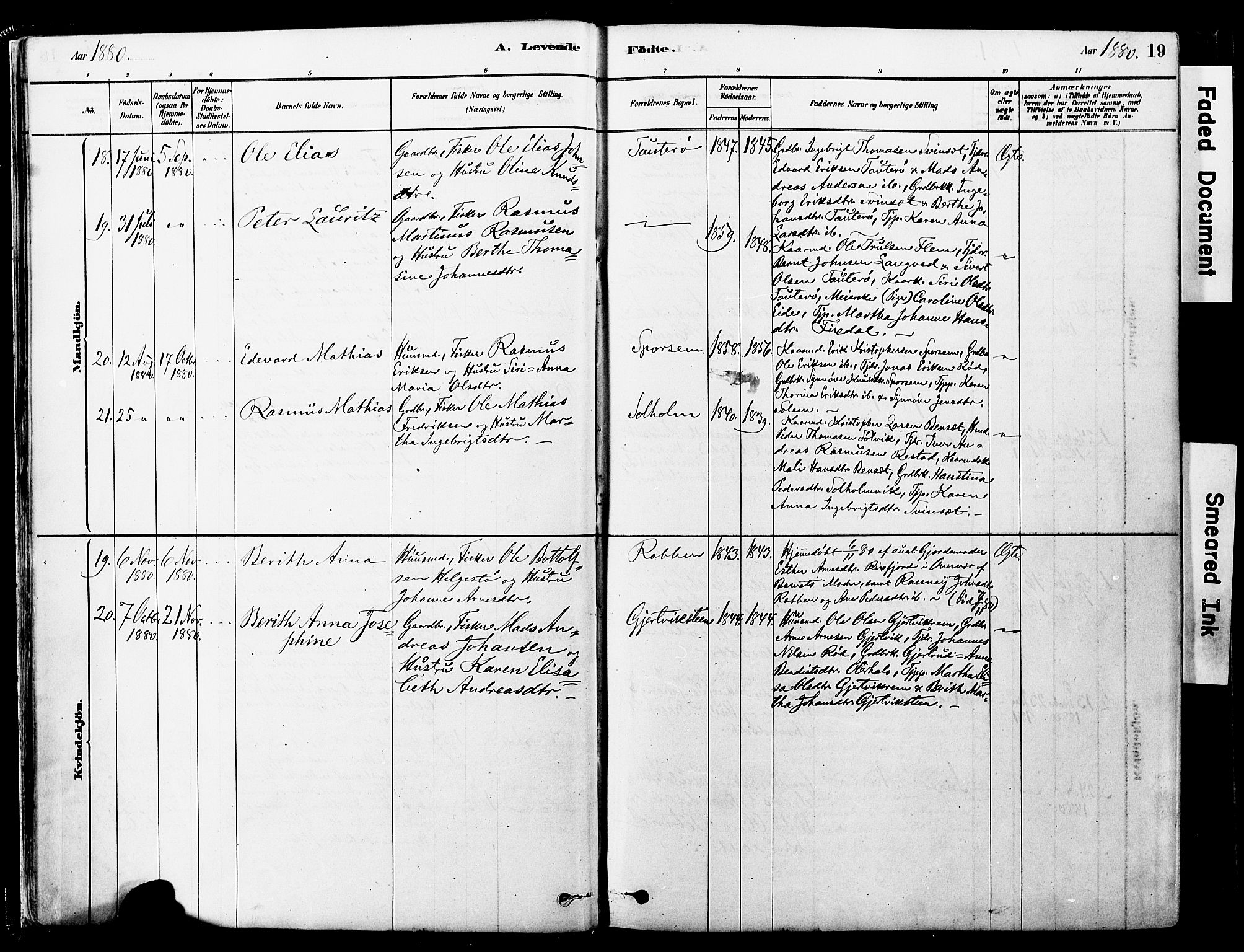 Ministerialprotokoller, klokkerbøker og fødselsregistre - Møre og Romsdal, SAT/A-1454/560/L0721: Parish register (official) no. 560A05, 1878-1917, p. 19