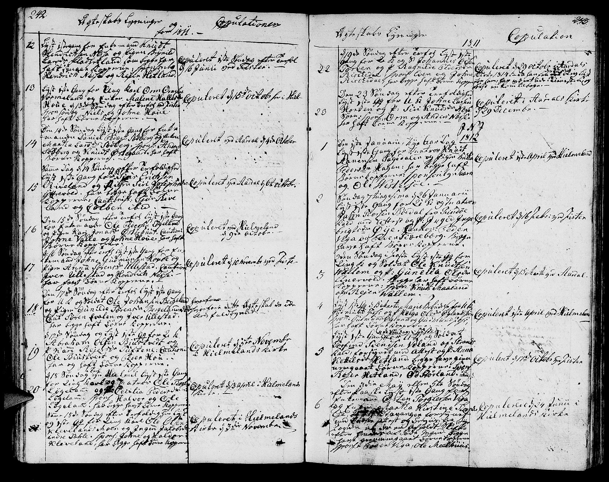 Hjelmeland sokneprestkontor, SAST/A-101843/01/IV/L0002: Parish register (official) no. A 2, 1799-1816, p. 242-243