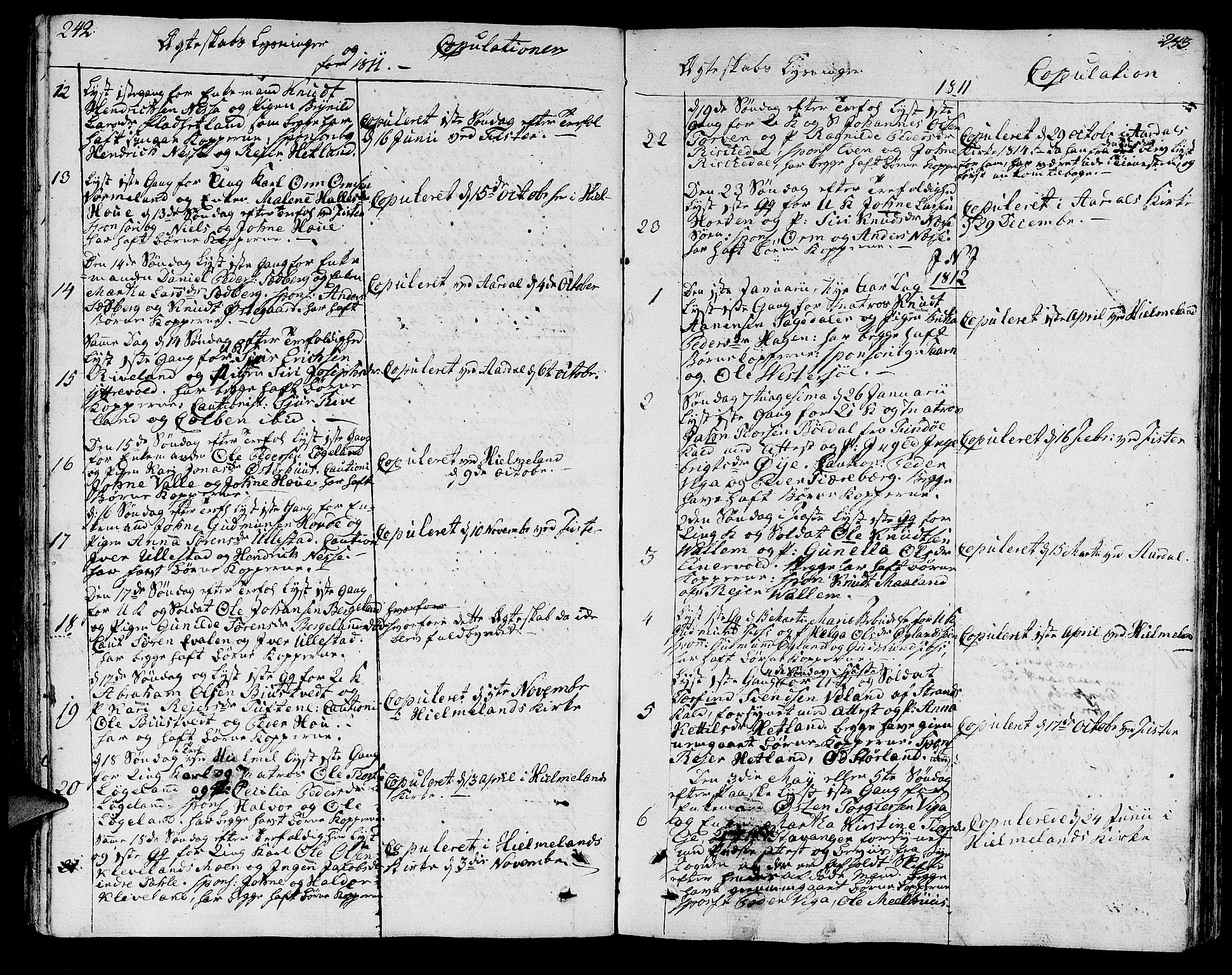 Hjelmeland sokneprestkontor, AV/SAST-A-101843/01/IV/L0002: Parish register (official) no. A 2, 1799-1816, p. 242-243