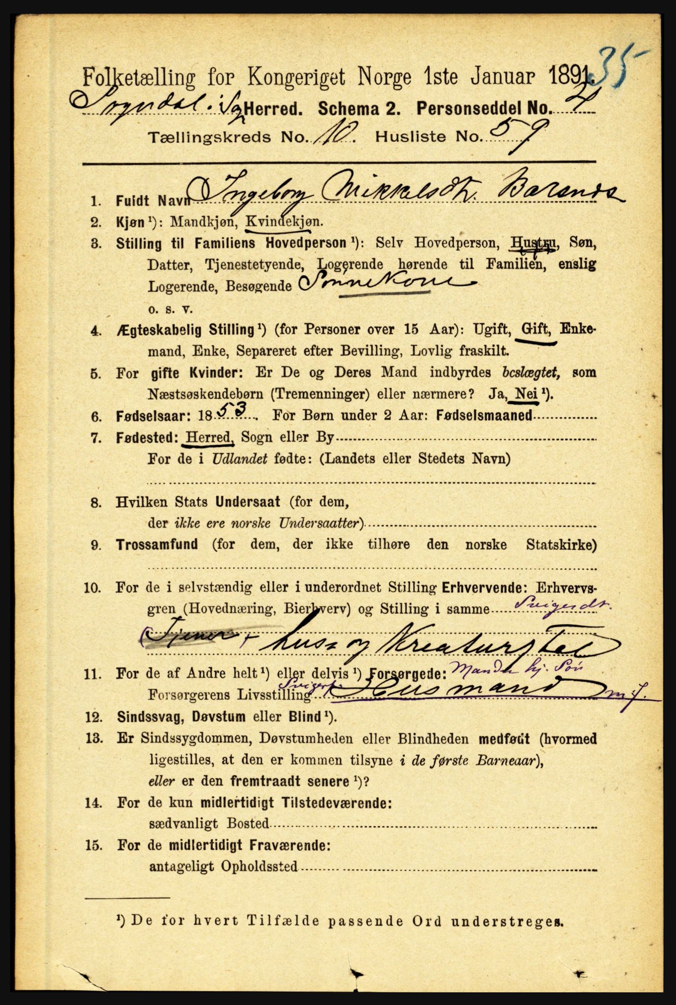 RA, 1891 census for 1420 Sogndal, 1891, p. 4315