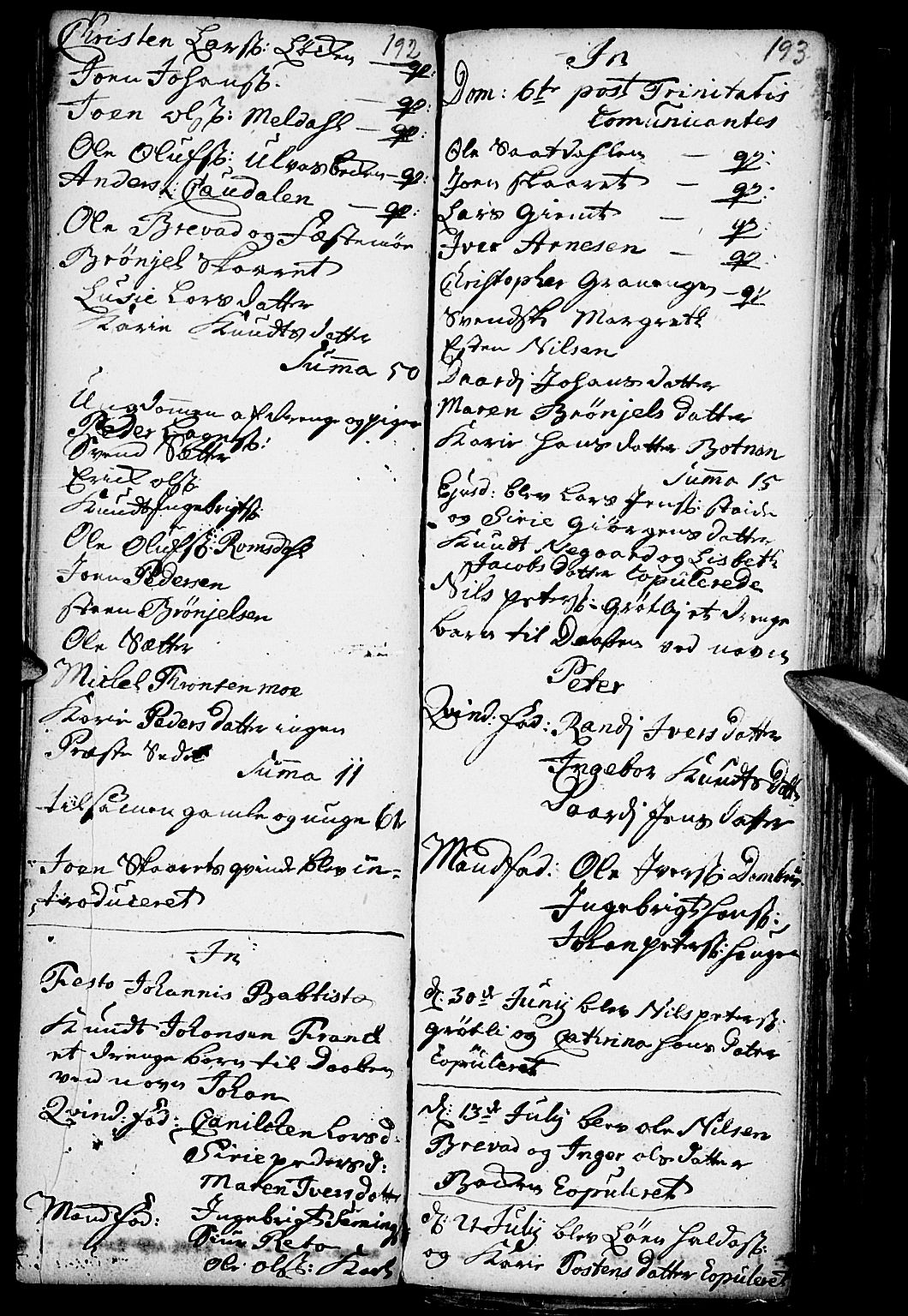 Kvikne prestekontor, SAH/PREST-064/H/Ha/Haa/L0001: Parish register (official) no. 1, 1740-1756, p. 192-193