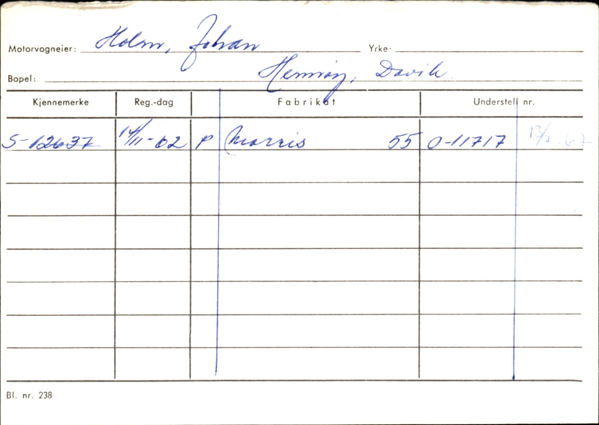 Statens vegvesen, Sogn og Fjordane vegkontor, AV/SAB-A-5301/4/F/L0133: Eigarregister Bremanger A-Å. Gaular A-H, 1945-1975, p. 873