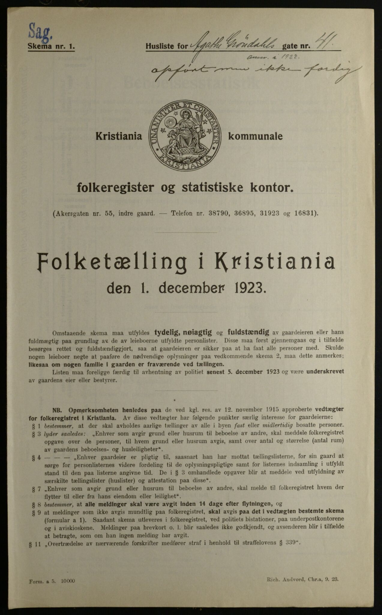 OBA, Municipal Census 1923 for Kristiania, 1923, p. 360