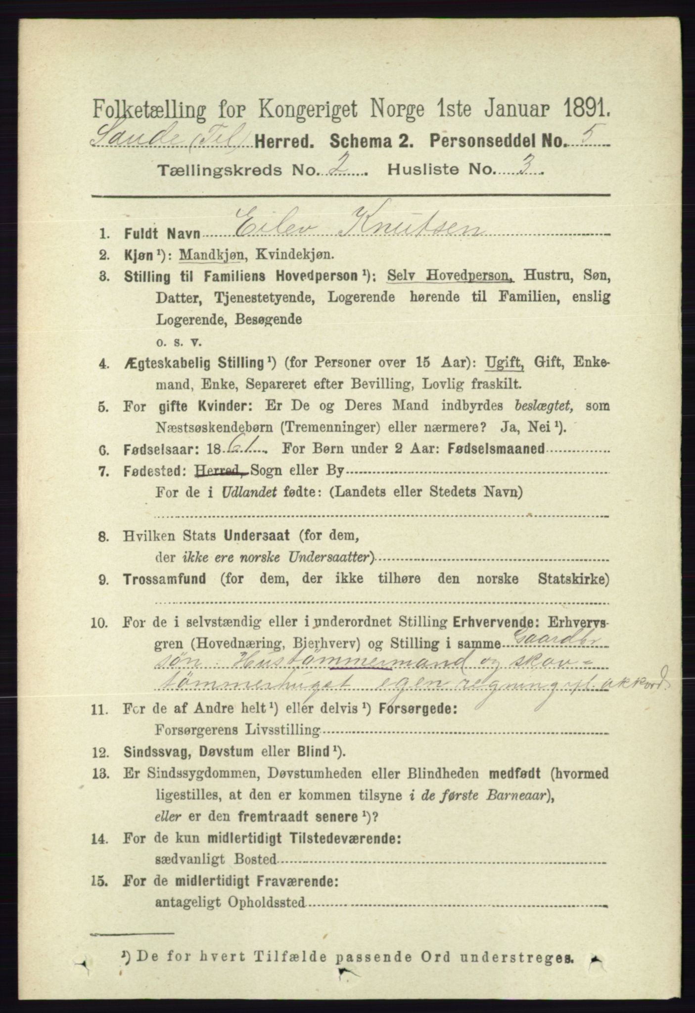 RA, 1891 census for 0822 Sauherad, 1891, p. 463