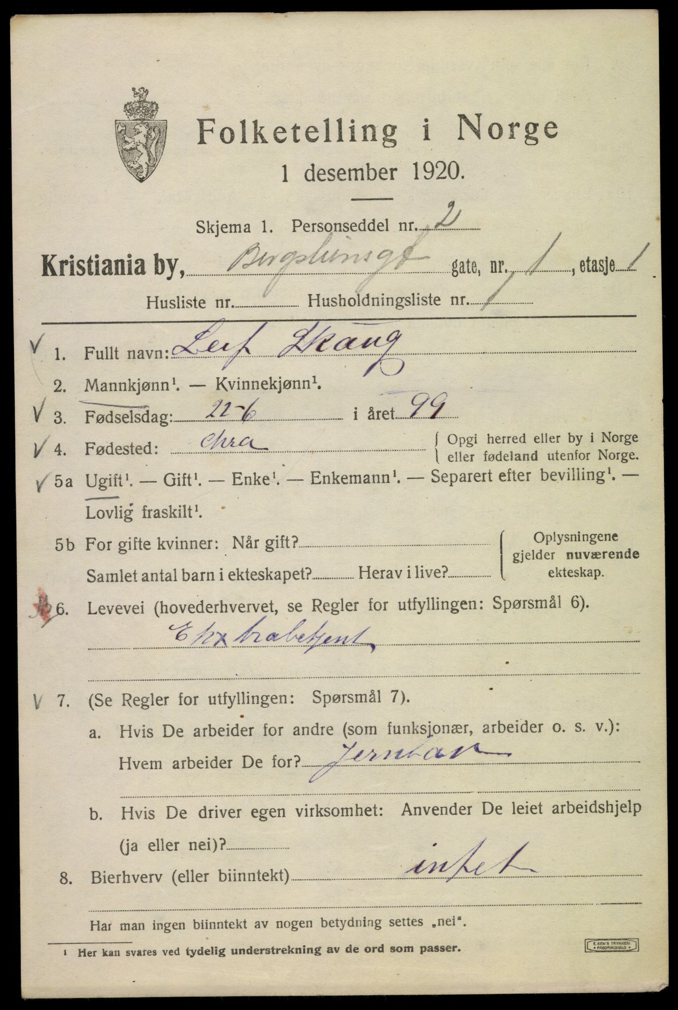 SAO, 1920 census for Kristiania, 1920, p. 153469