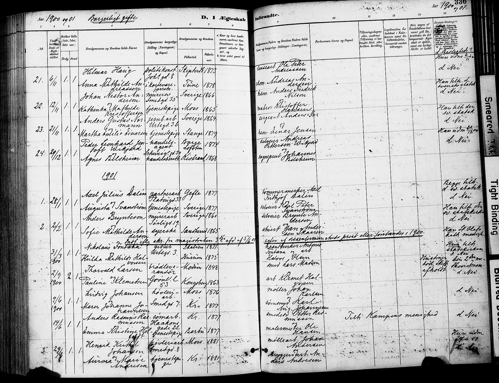 Grønland prestekontor Kirkebøker, SAO/A-10848/F/Fa/L0013: Parish register (official) no. 13, 1887-1906, p. 336