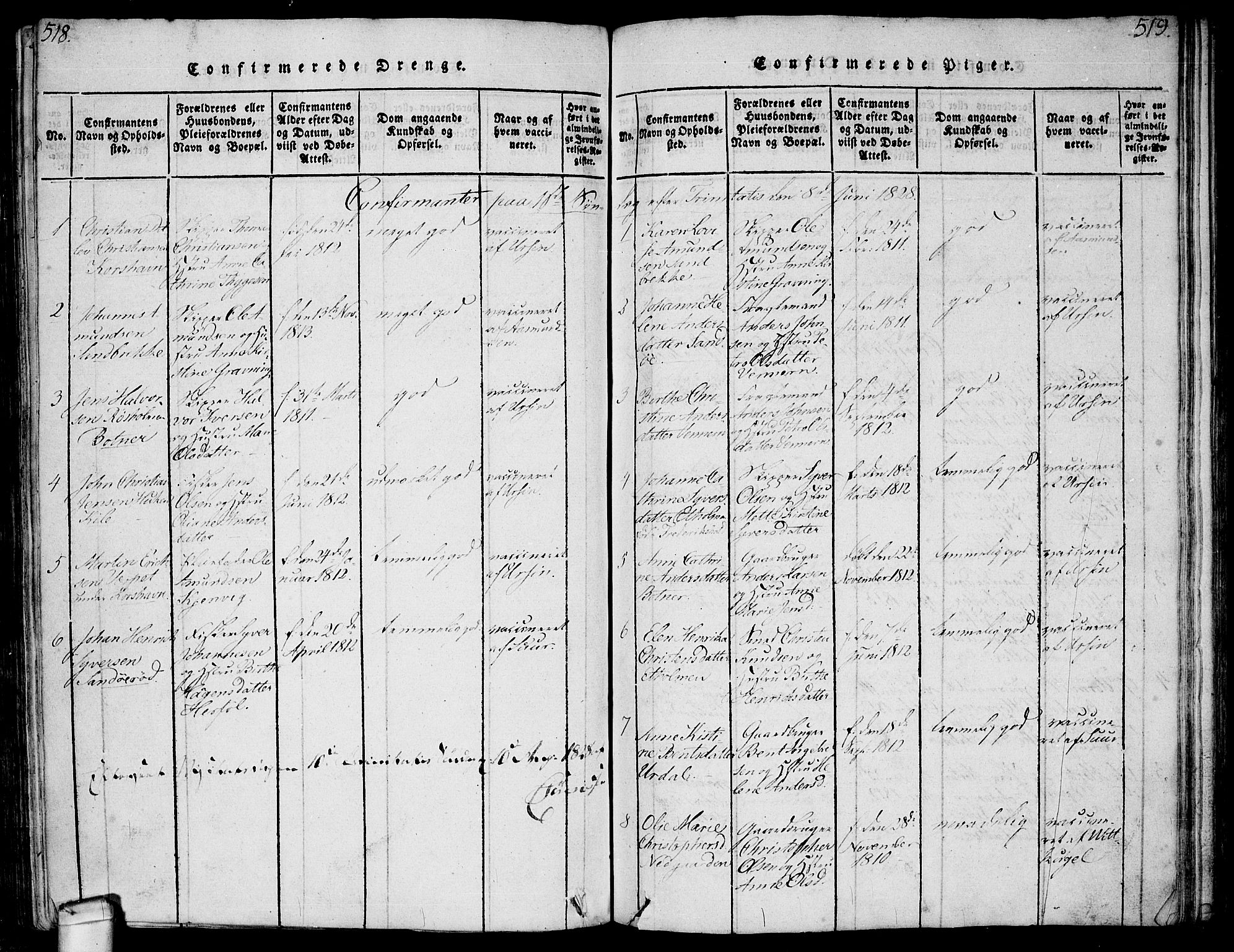 Hvaler prestekontor Kirkebøker, SAO/A-2001/F/Fa/L0005: Parish register (official) no. I 5, 1816-1845, p. 518-519