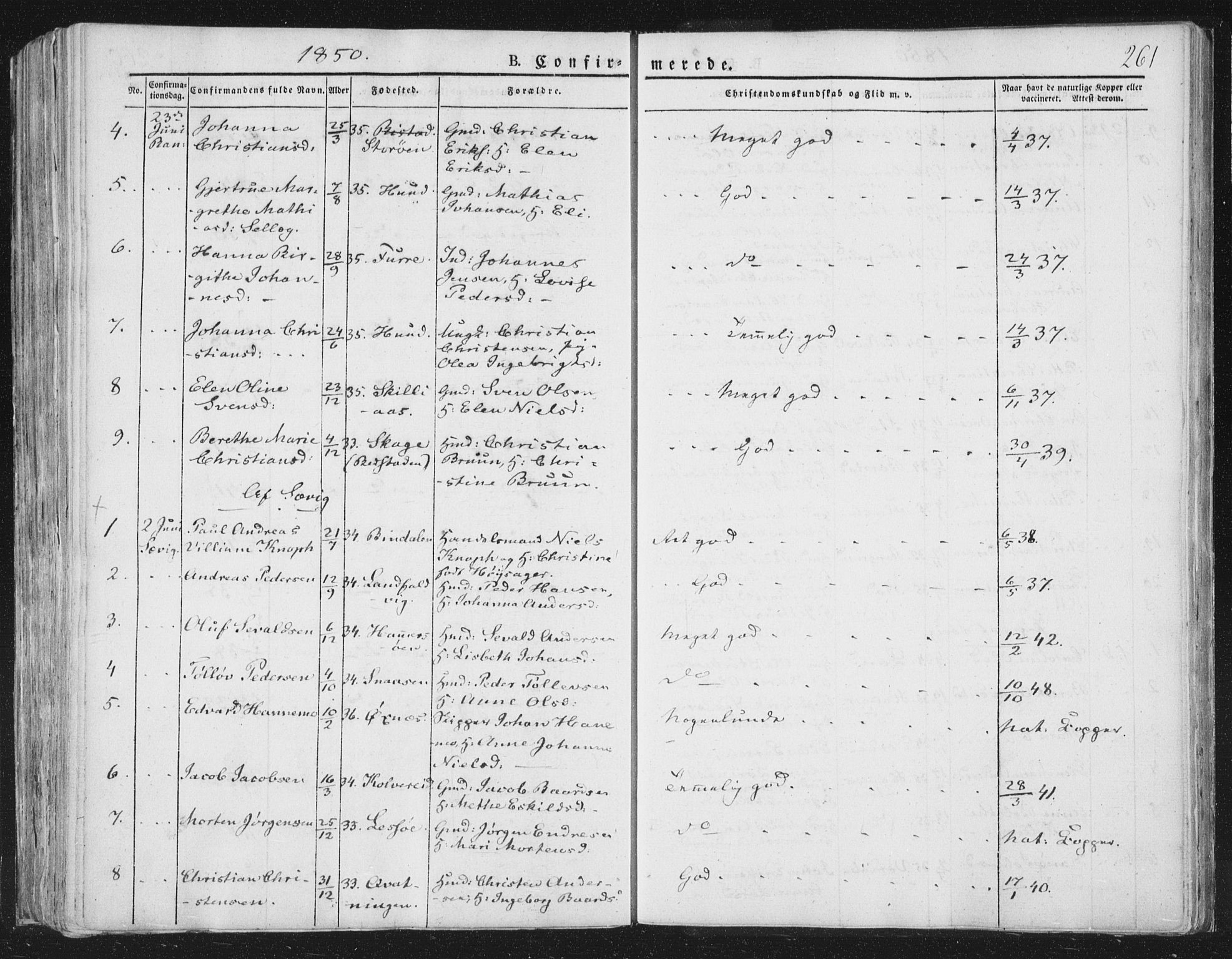 Ministerialprotokoller, klokkerbøker og fødselsregistre - Nord-Trøndelag, AV/SAT-A-1458/764/L0551: Parish register (official) no. 764A07a, 1824-1864, p. 261