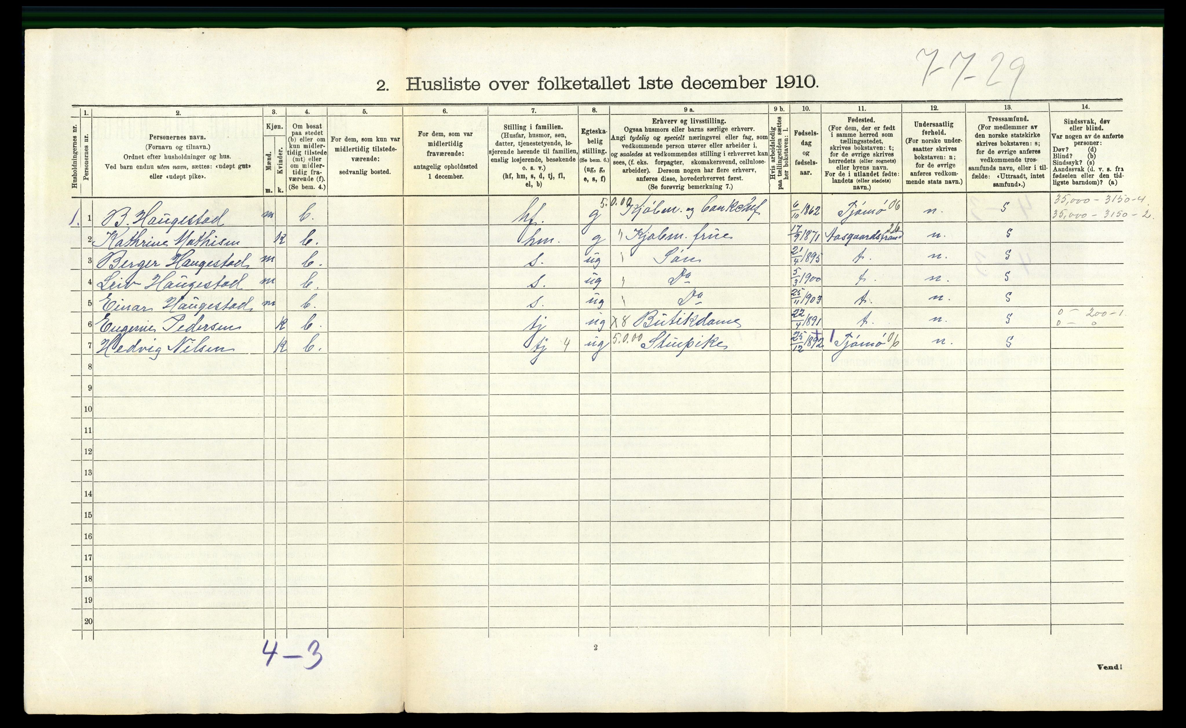 RA, 1910 census for Borre, 1910, p. 858