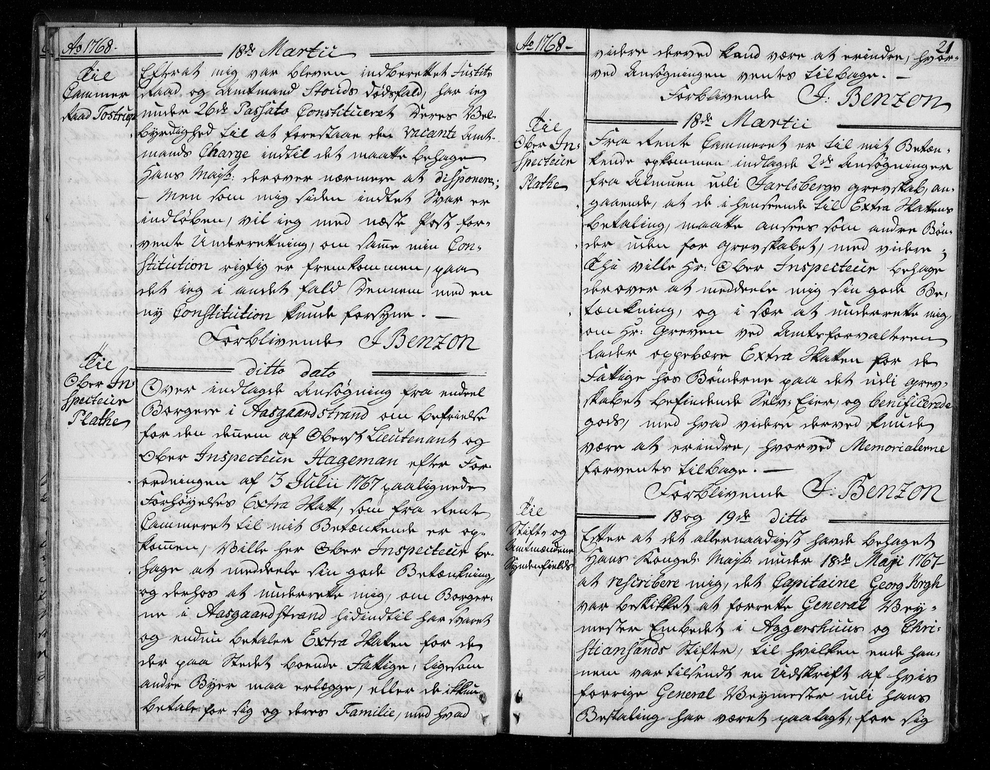 Stattholderembetet 1572-1771, AV/RA-EA-2870/Bf/L0007: Stattholderprotokoll (allmenn kopibok), 1768-1769, p. 20b-21a