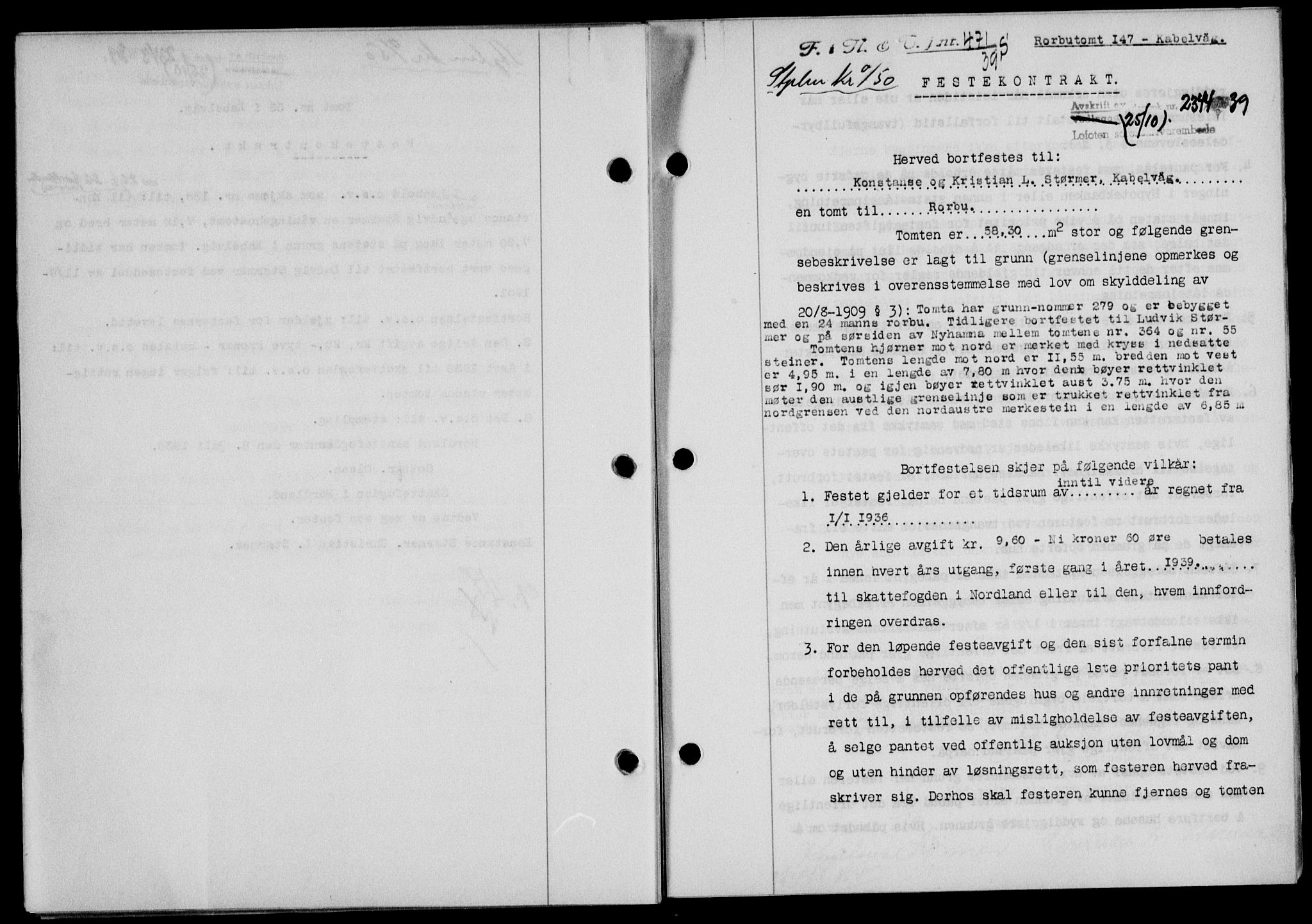 Lofoten sorenskriveri, SAT/A-0017/1/2/2C/L0006a: Mortgage book no. 6a, 1939-1939, Diary no: : 2344/1939