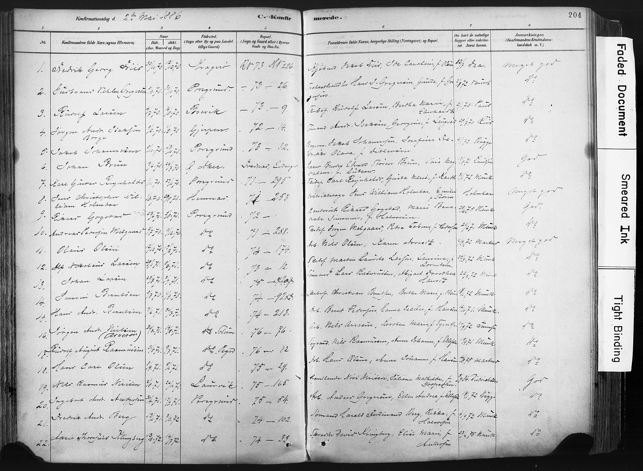 Porsgrunn kirkebøker , SAKO/A-104/F/Fa/L0008: Parish register (official) no. 8, 1878-1895, p. 204