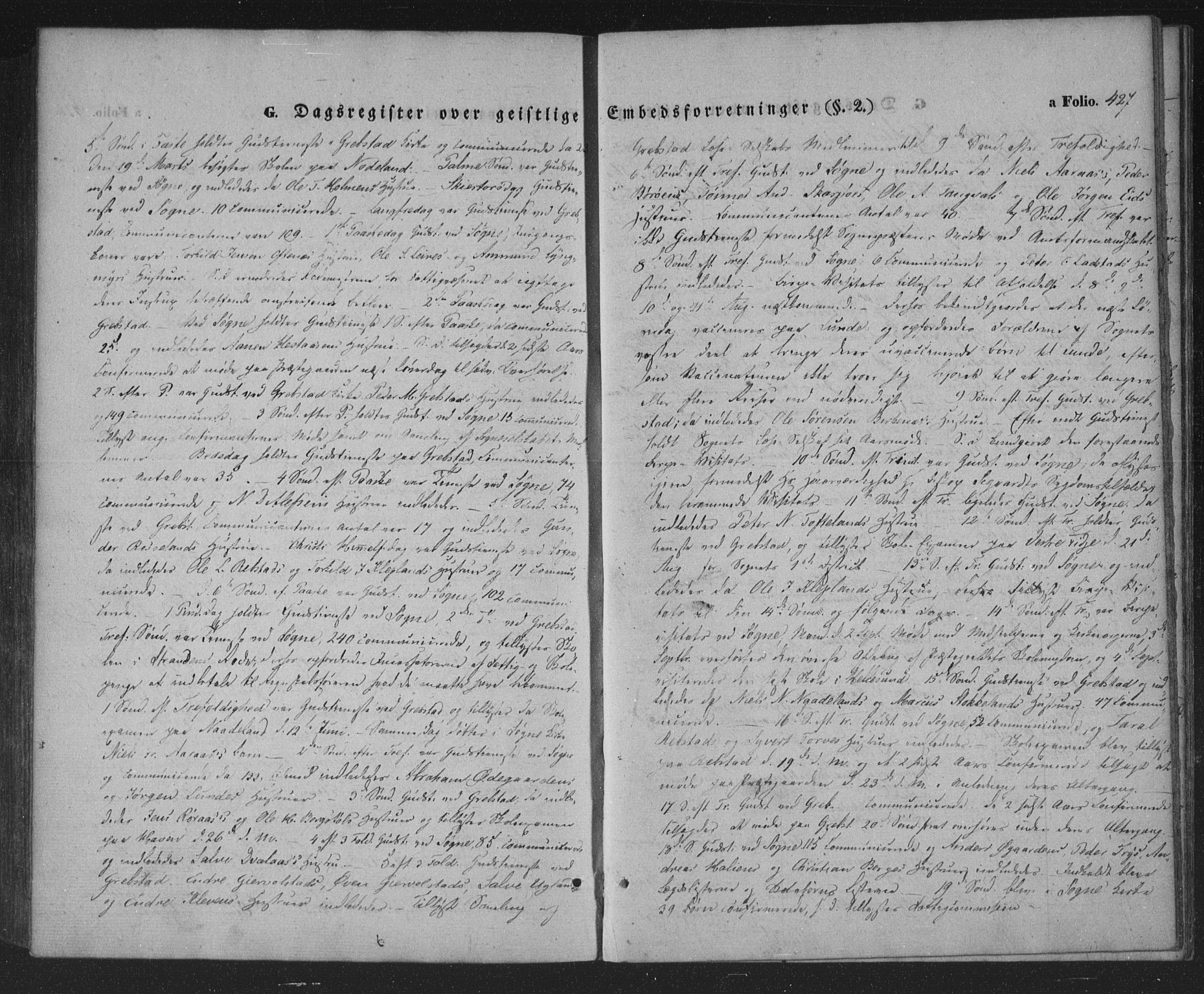 Søgne sokneprestkontor, AV/SAK-1111-0037/F/Fa/Fab/L0009: Parish register (official) no. A 9, 1838-1853, p. 427