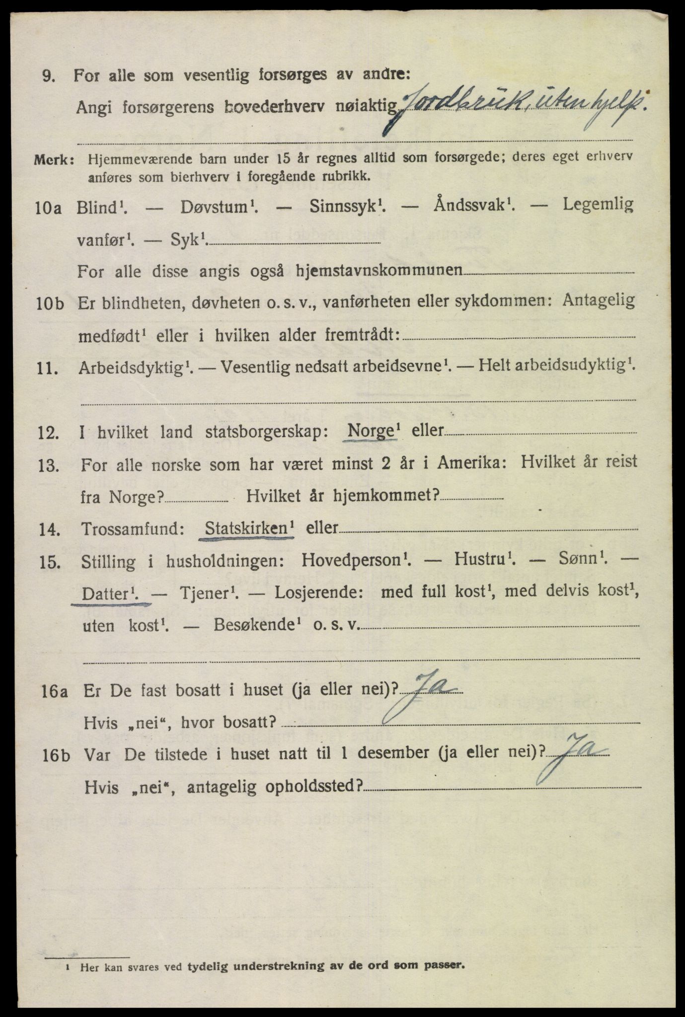 SAK, 1920 census for Tveit, 1920, p. 1993