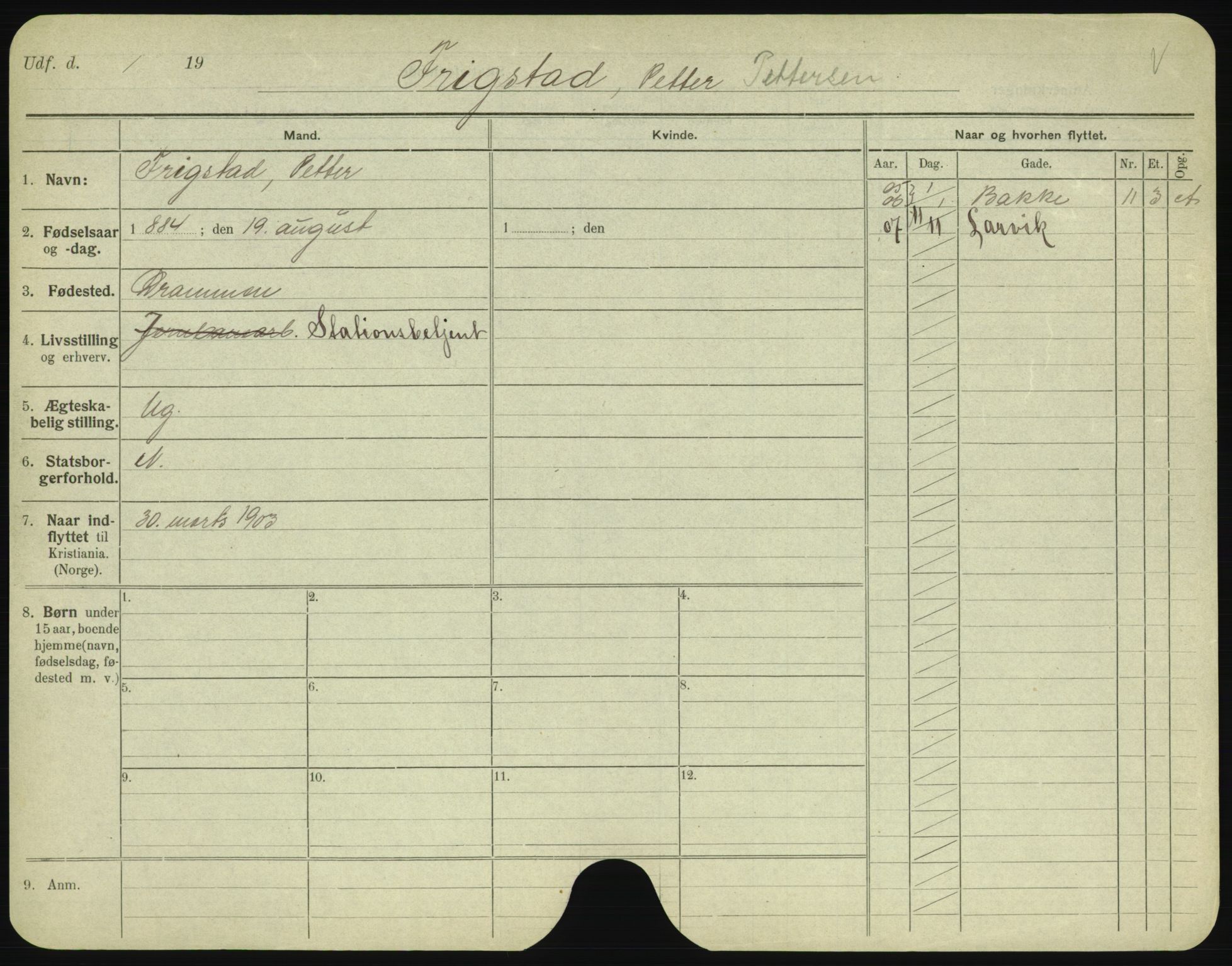 Oslo folkeregister, Registerkort, SAO/A-11715/F/Fa/Fac/L0003: Menn, 1906-1914, p. 301a