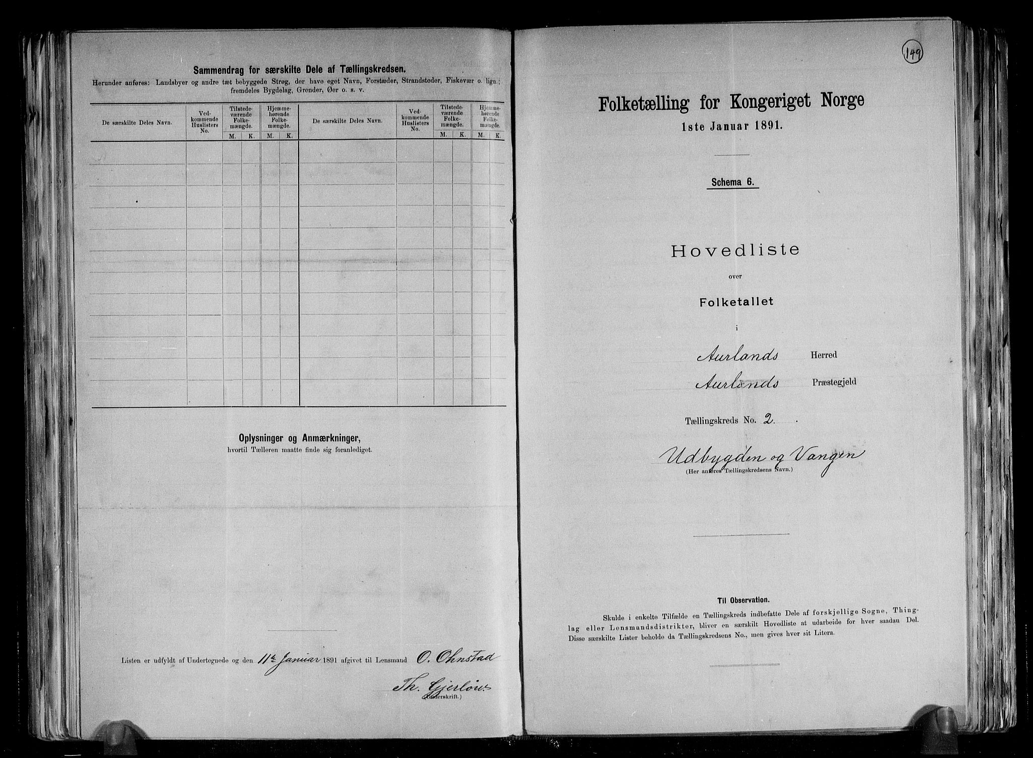 RA, 1891 census for 1421 Aurland, 1891, p. 8