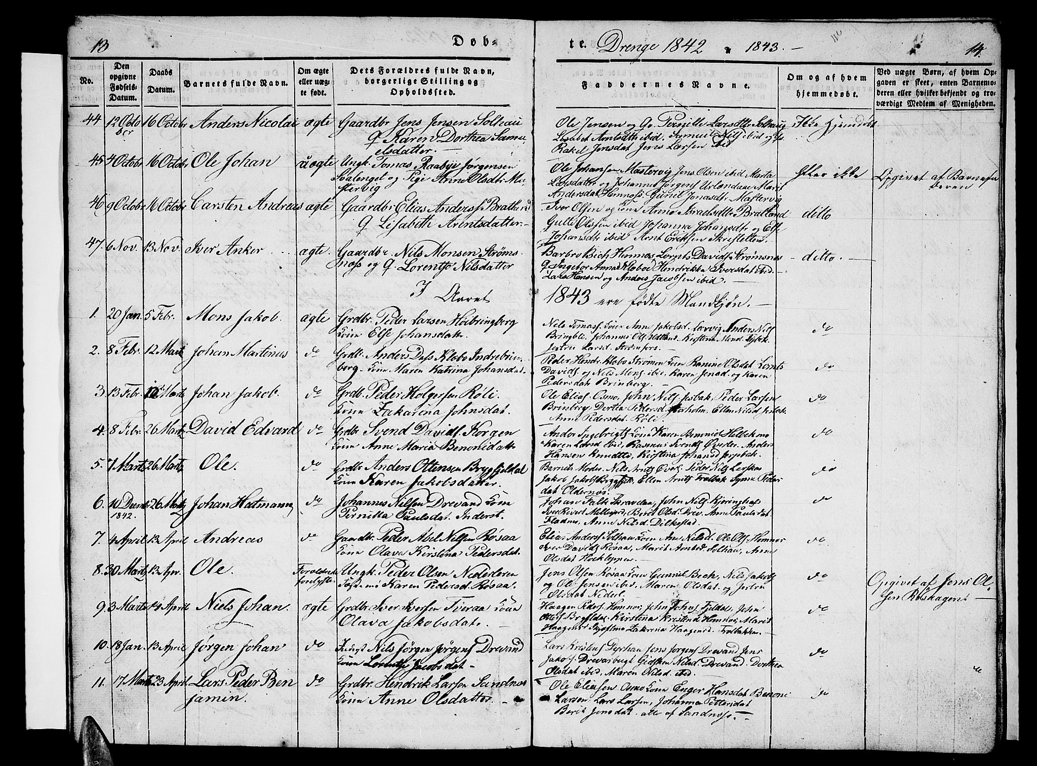 Ministerialprotokoller, klokkerbøker og fødselsregistre - Nordland, AV/SAT-A-1459/825/L0364: Parish register (copy) no. 825C01, 1841-1863, p. 13-14