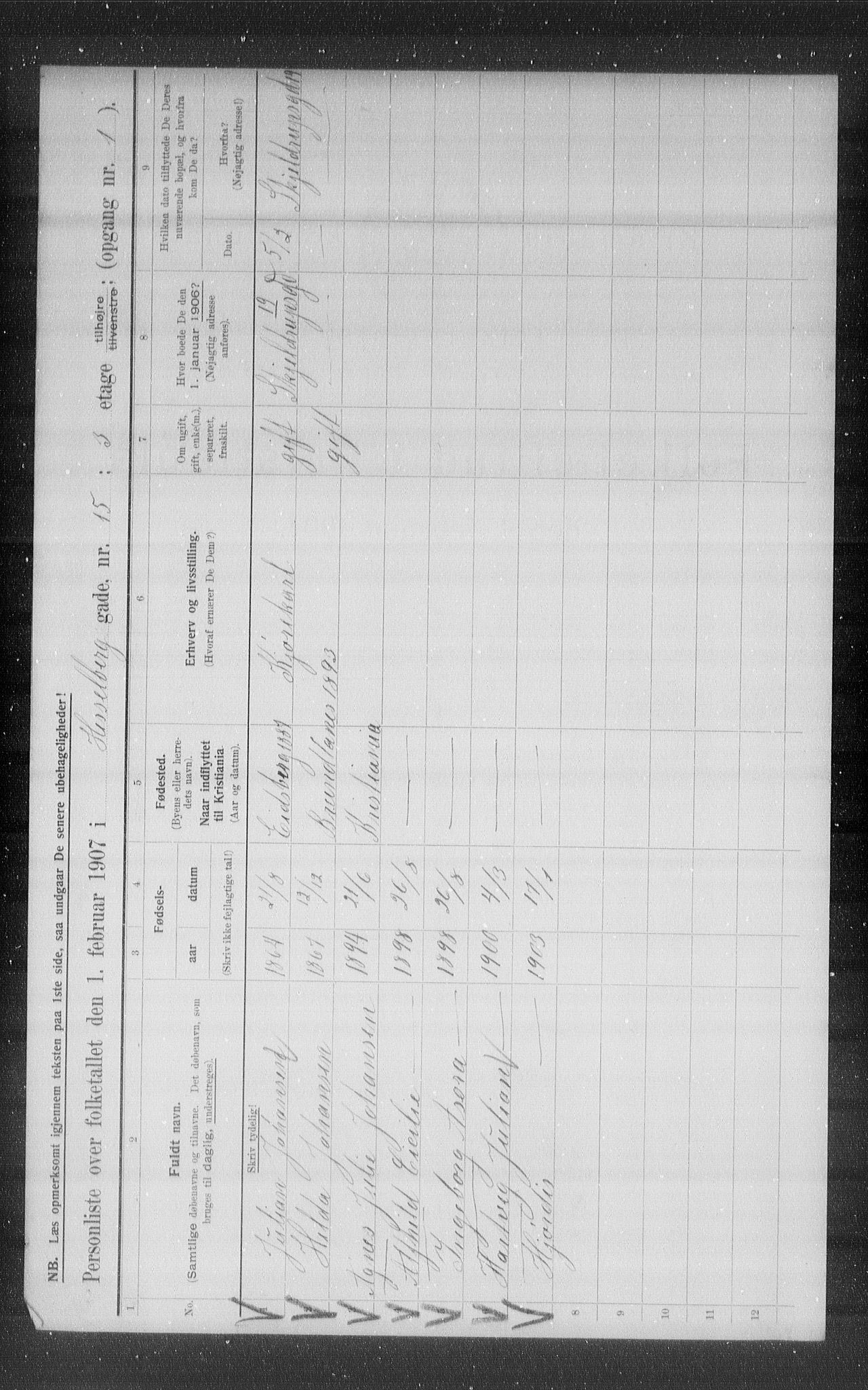 OBA, Municipal Census 1907 for Kristiania, 1907, p. 20617