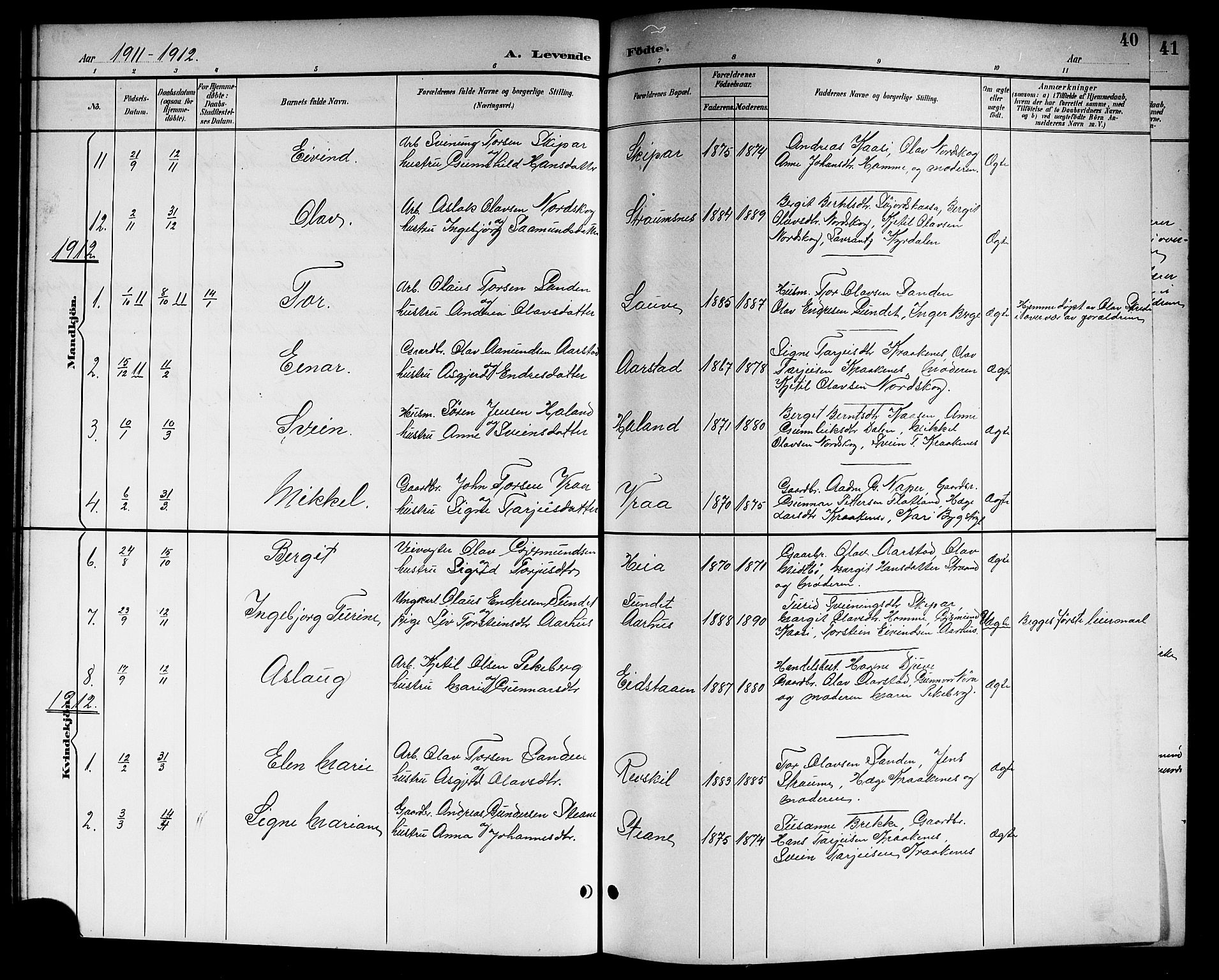 Kviteseid kirkebøker, SAKO/A-276/G/Gc/L0001: Parish register (copy) no. III 1, 1893-1916, p. 40