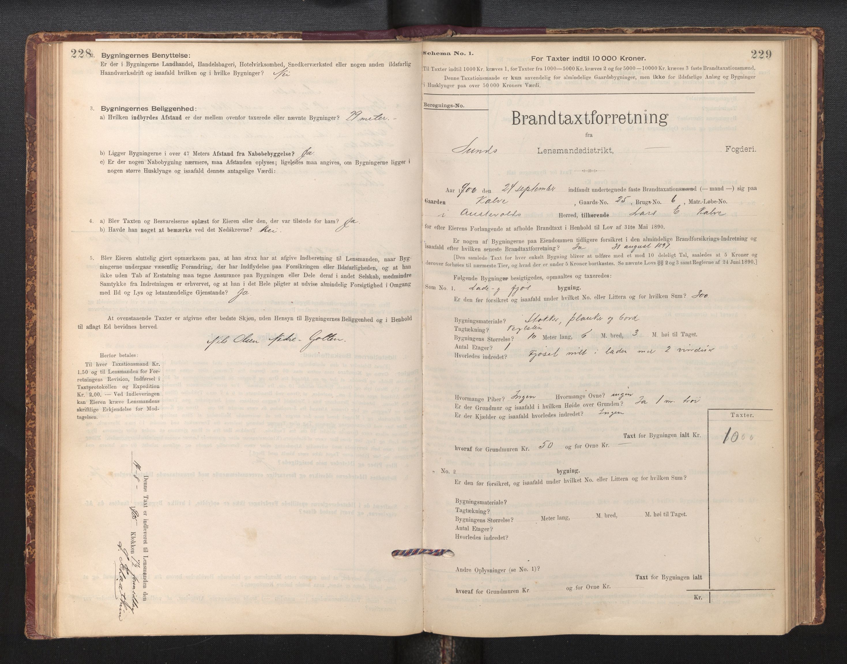 Lensmannen i Sund og Austevoll, SAB/A-35201/0012/L0003: Branntakstprotokoll, skjematakst, 1894-1917, p. 228-229