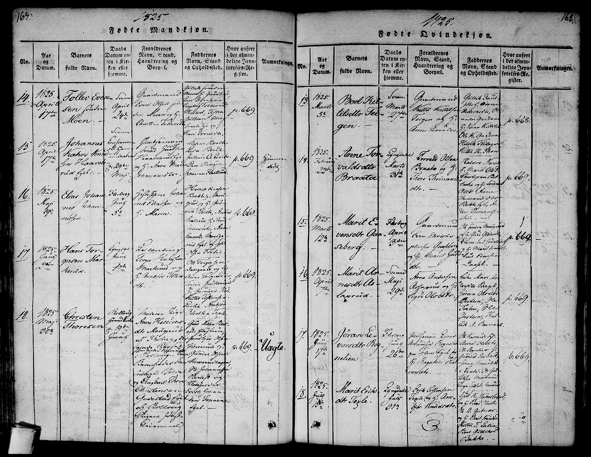 Flesberg kirkebøker, AV/SAKO-A-18/F/Fa/L0005: Parish register (official) no. I 5, 1816-1834, p. 163-164