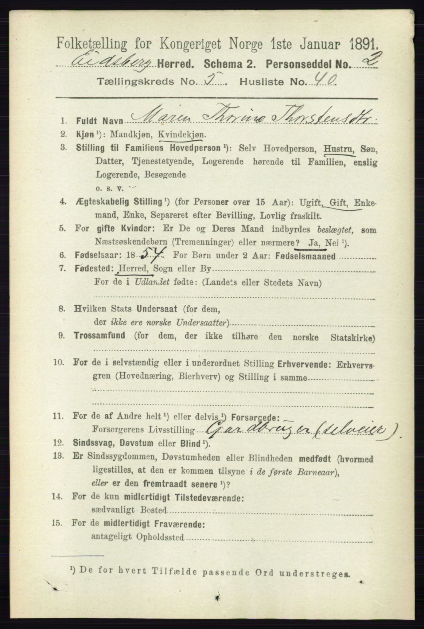 RA, 1891 census for 0125 Eidsberg, 1891, p. 3223