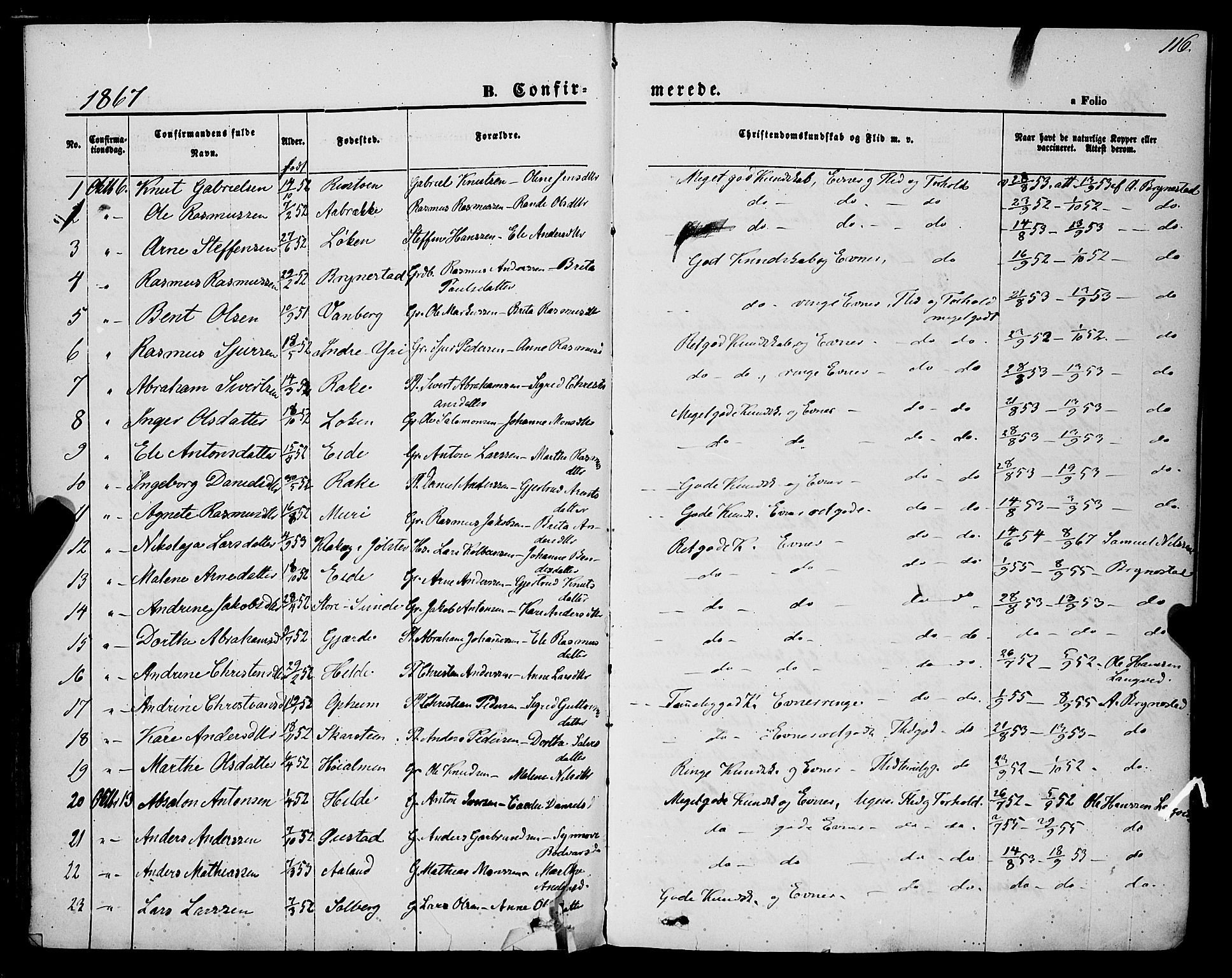 Innvik sokneprestembete, AV/SAB-A-80501: Parish register (official) no. A 6, 1865-1878, p. 116