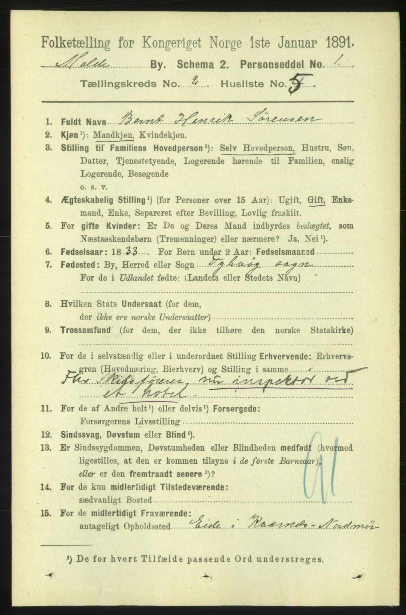 RA, 1891 census for 1502 Molde, 1891, p. 1460