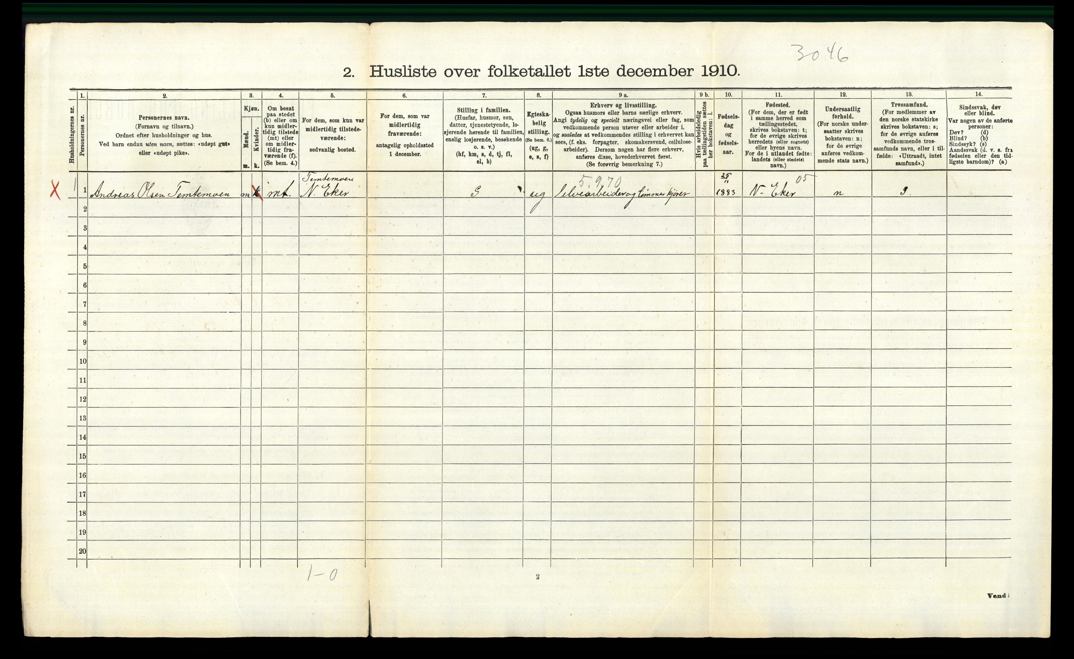 RA, 1910 census for Øvre Eiker, 1910, p. 1542