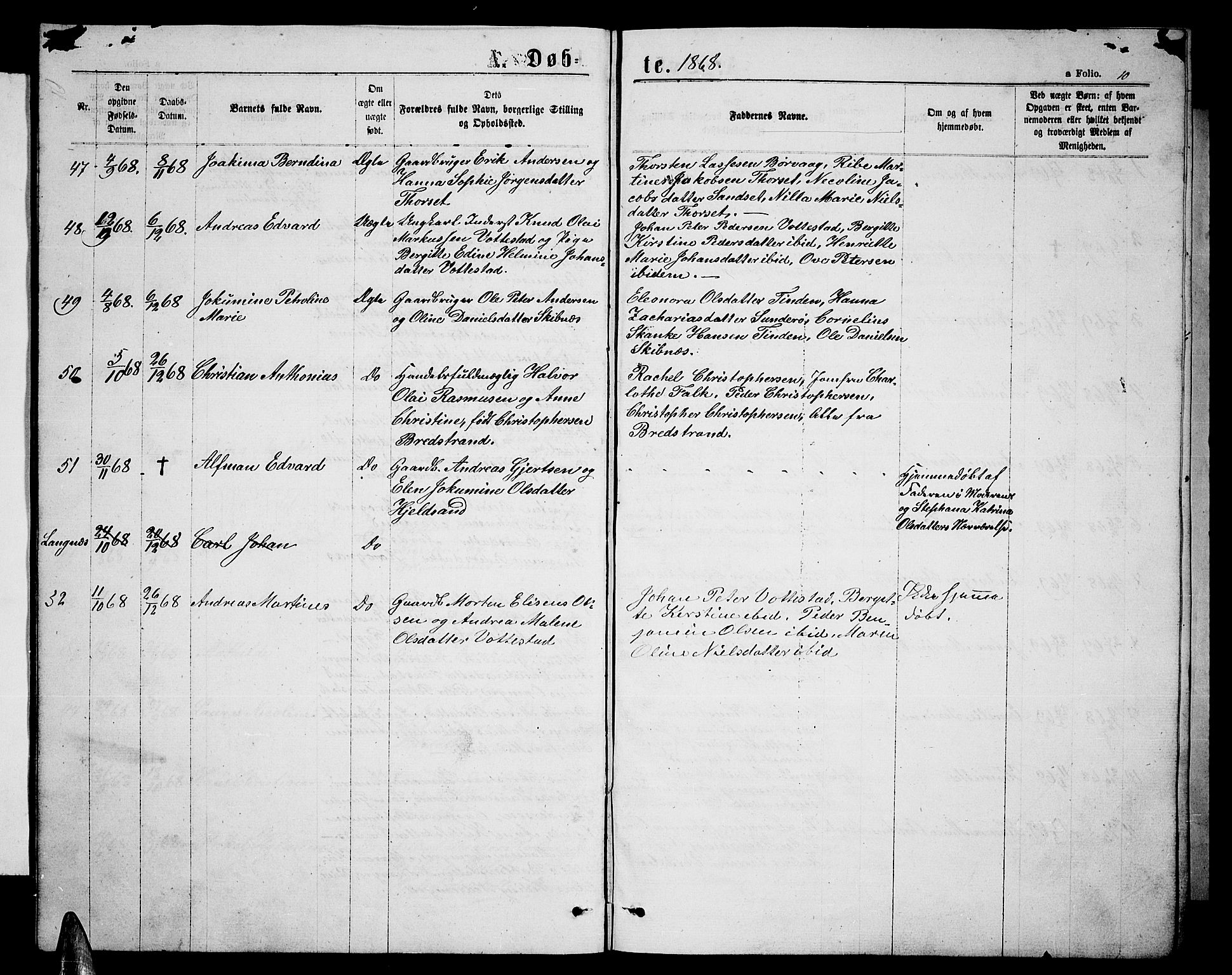 Ministerialprotokoller, klokkerbøker og fødselsregistre - Nordland, AV/SAT-A-1459/893/L1348: Parish register (copy) no. 893C03, 1867-1877, p. 10