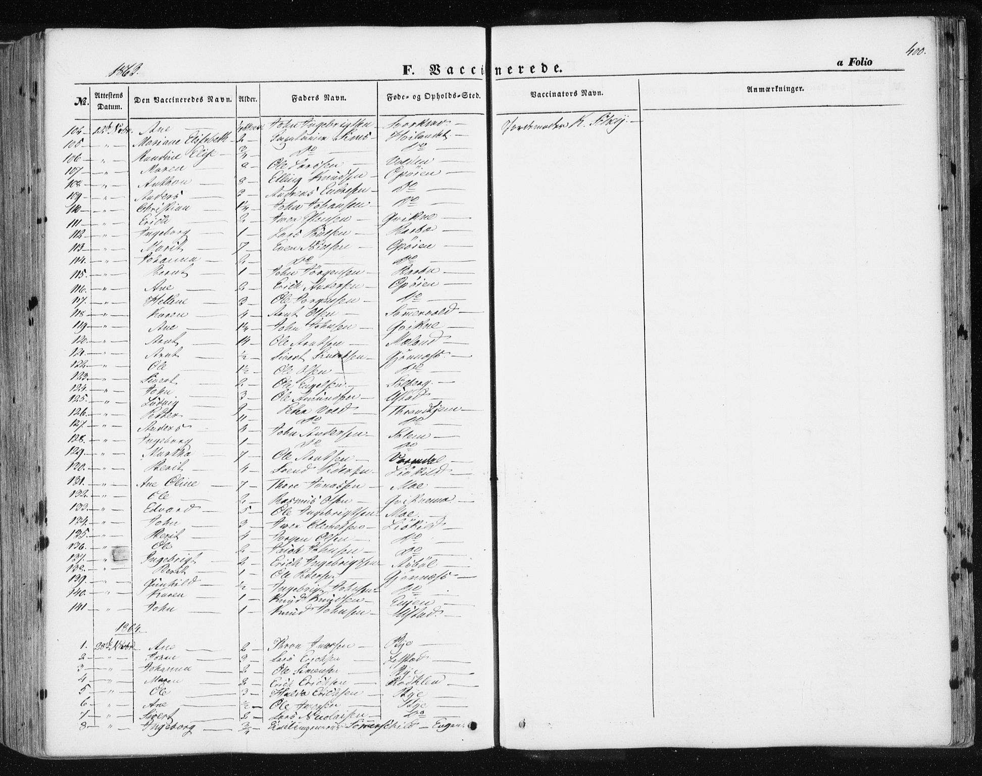Ministerialprotokoller, klokkerbøker og fødselsregistre - Sør-Trøndelag, SAT/A-1456/668/L0806: Parish register (official) no. 668A06, 1854-1869, p. 400