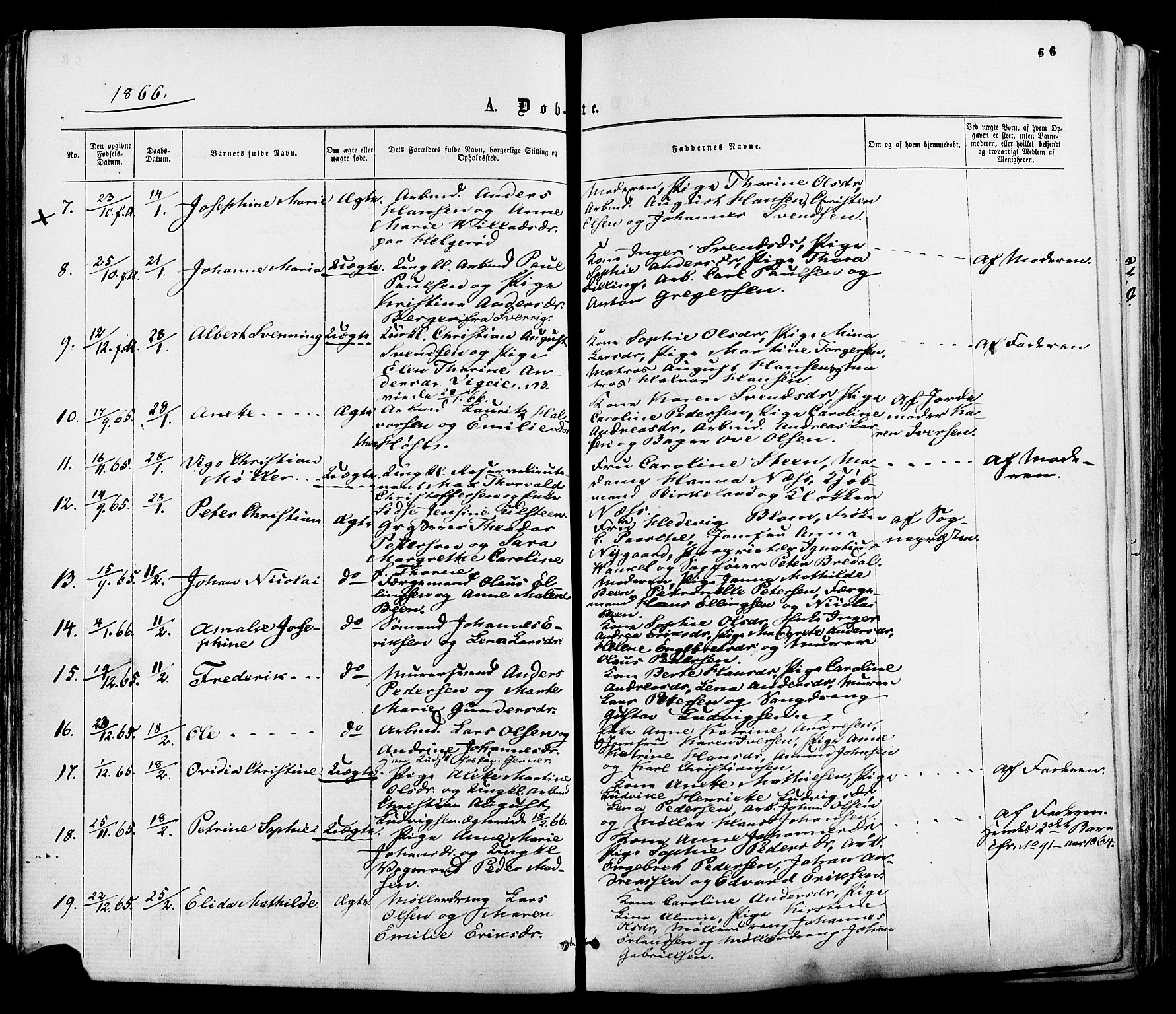 Moss prestekontor Kirkebøker, AV/SAO-A-2003/F/Fa/L0009: Parish register (official) no. I 9, 1861-1869, p. 66