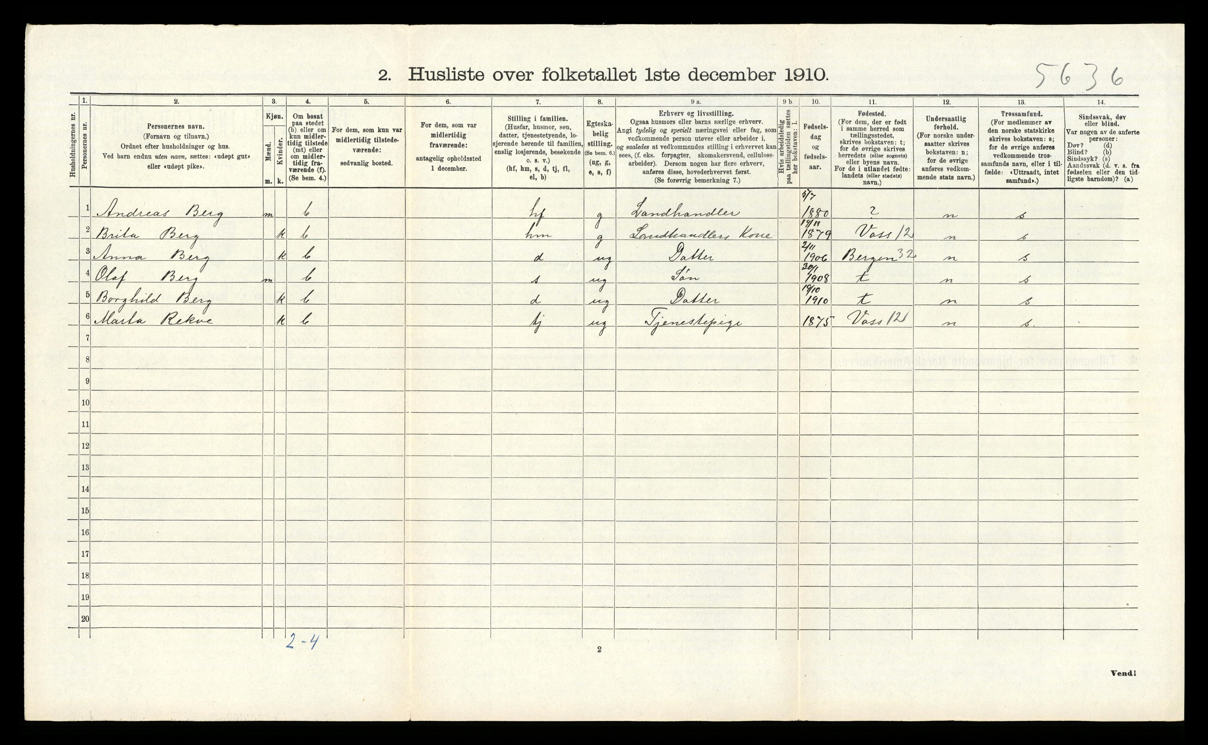 RA, 1910 census for Alversund, 1910, p. 823