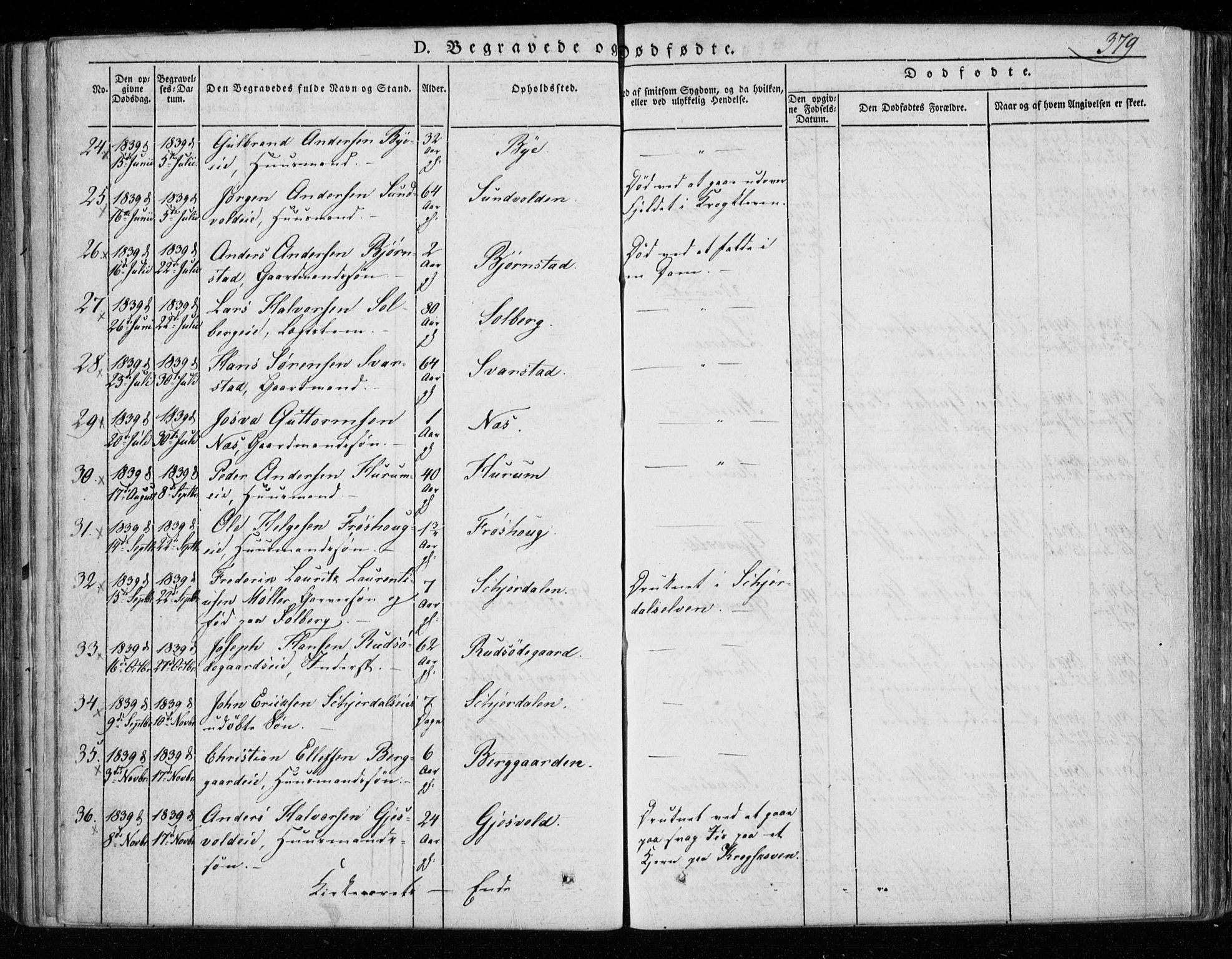 Hole kirkebøker, SAKO/A-228/F/Fa/L0005: Parish register (official) no. I 5, 1833-1851, p. 379
