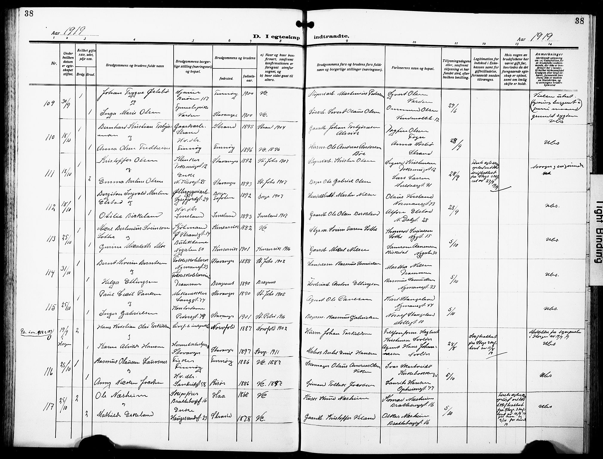 St. Johannes sokneprestkontor, AV/SAST-A-101814/001/30/30BB/L0007: Parish register (copy) no. B 7, 1917-1932, p. 38