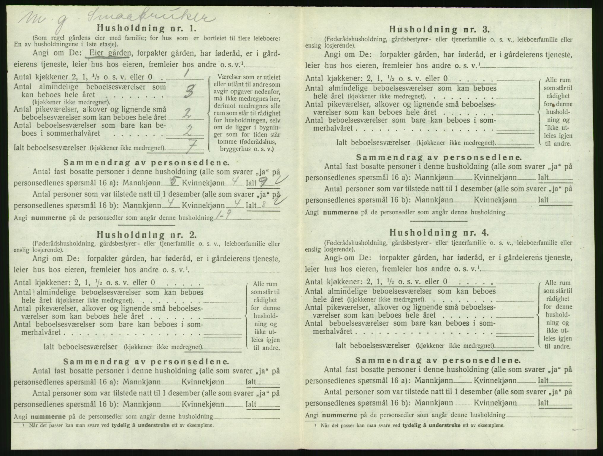 SAT, 1920 census for Veøy, 1920, p. 444