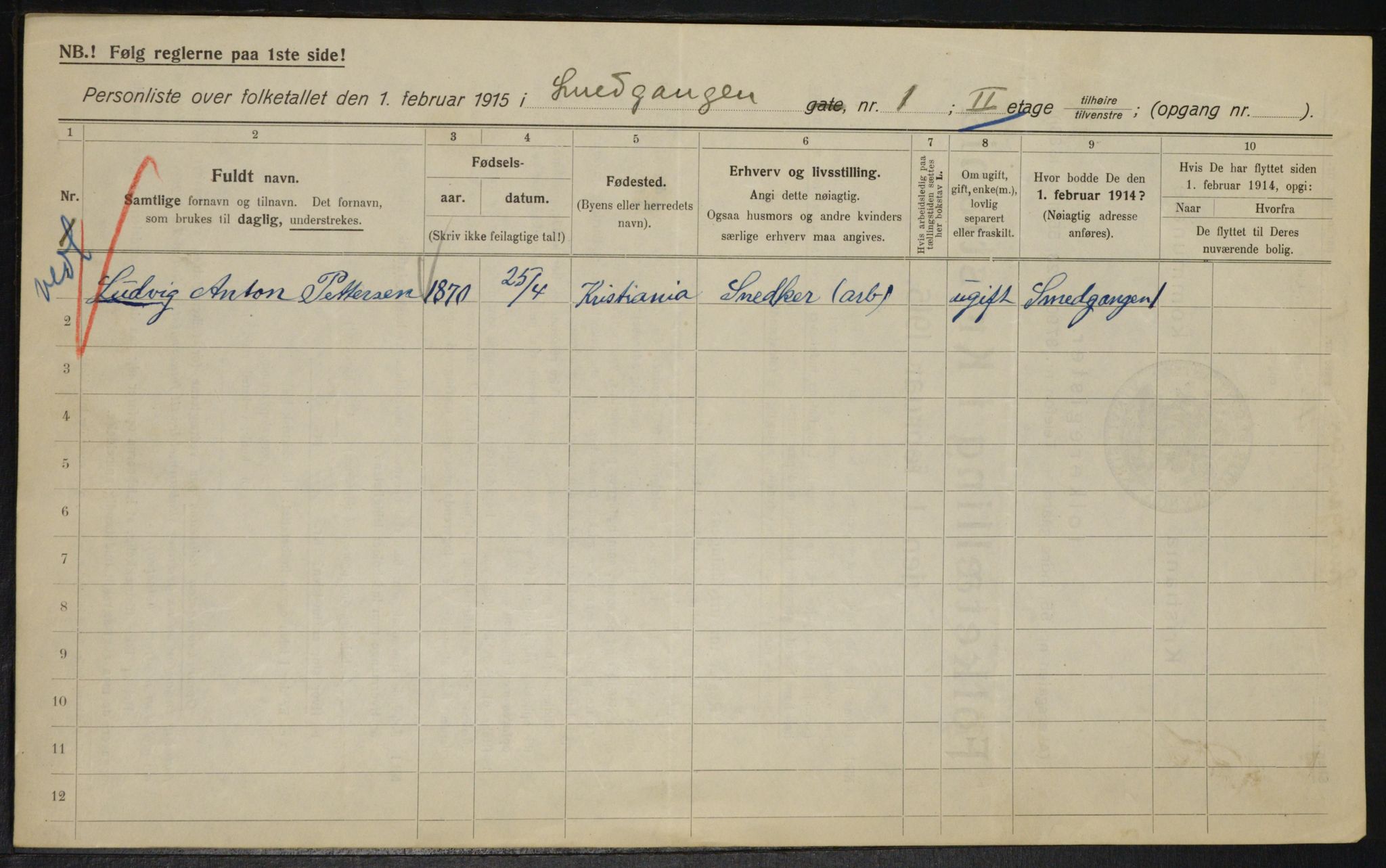 OBA, Municipal Census 1915 for Kristiania, 1915, p. 96986