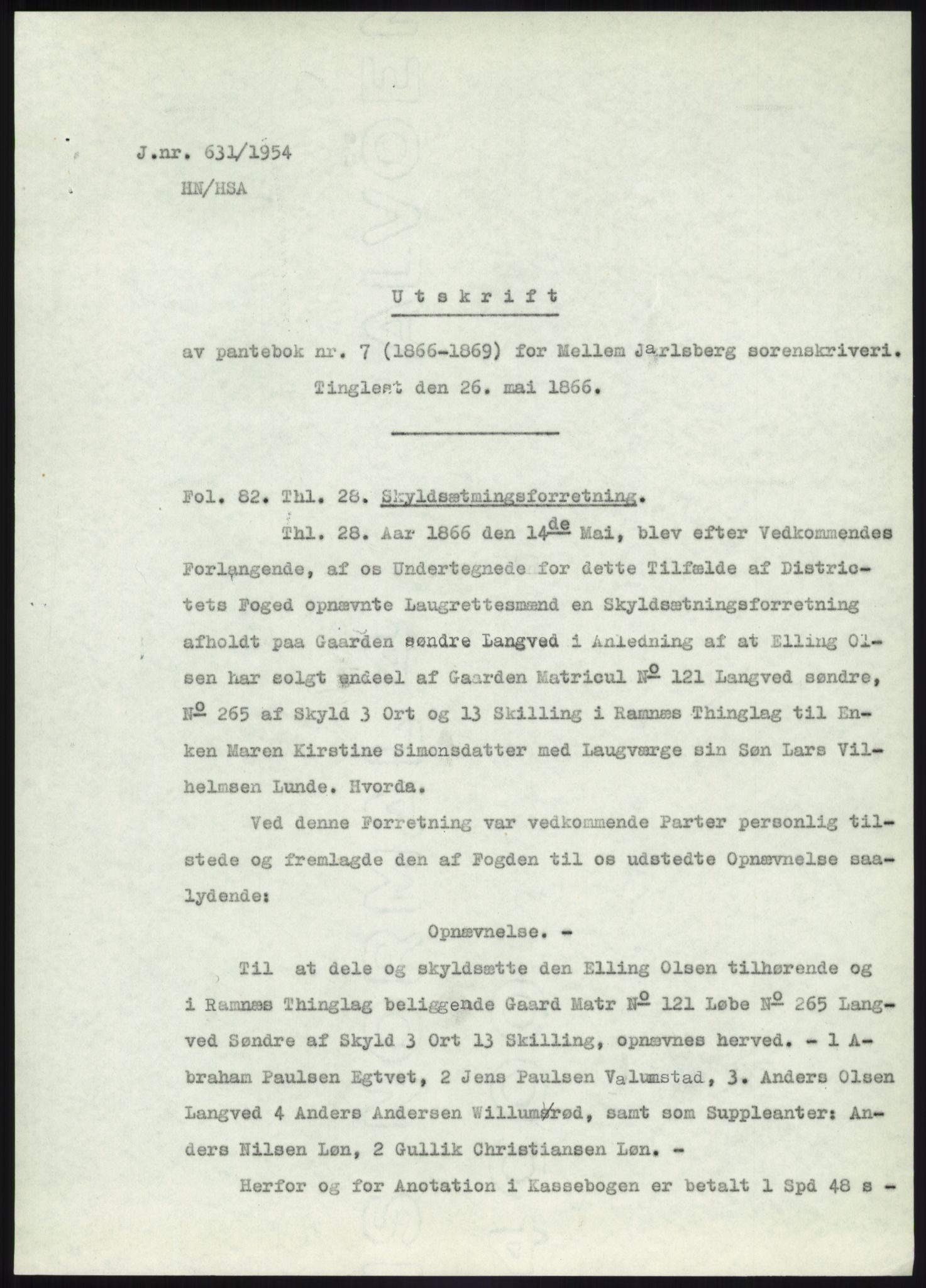 Statsarkivet i Kongsberg, SAKO/A-0001, 1944-1954, p. 274