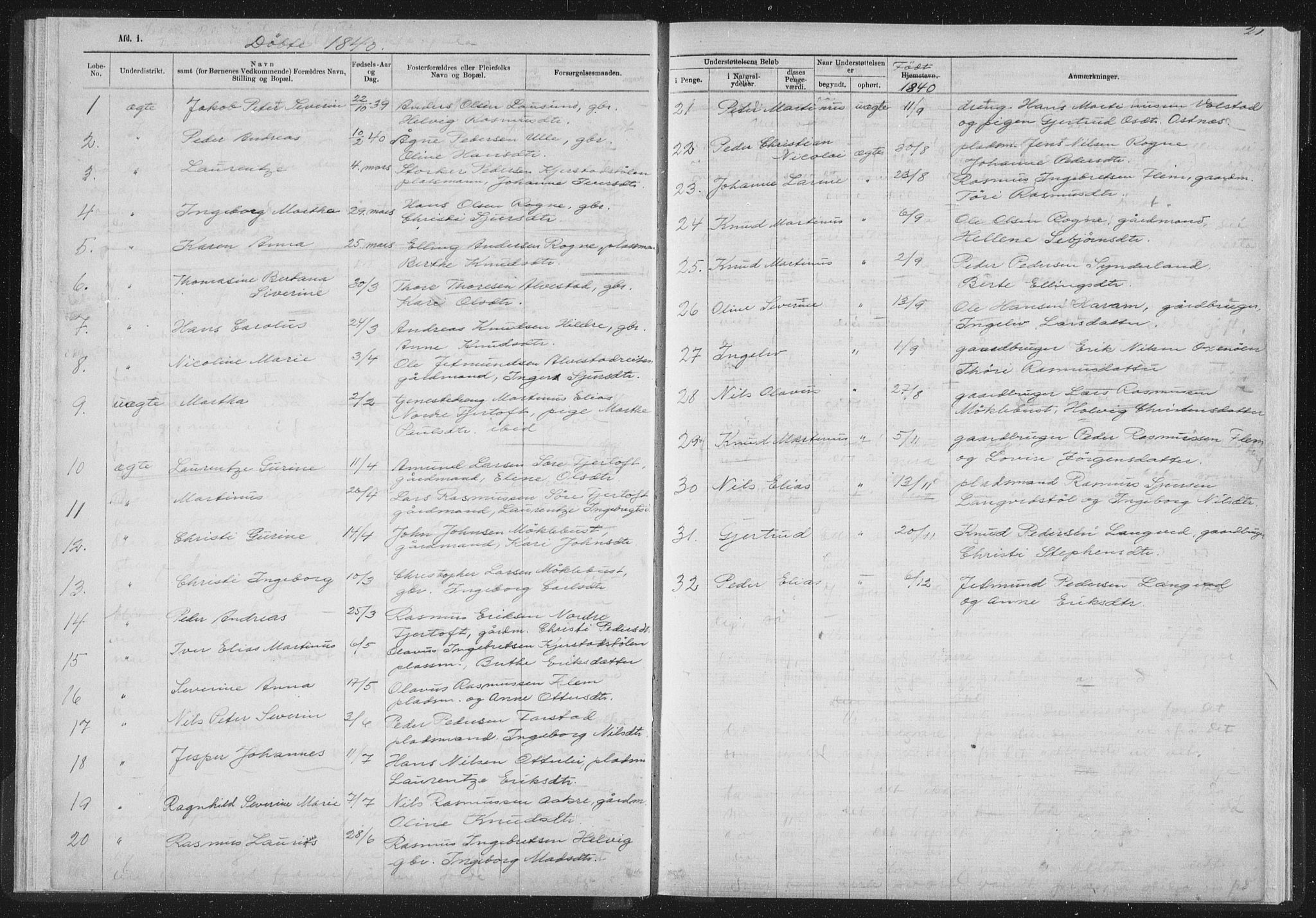Ministerialprotokoller, klokkerbøker og fødselsregistre - Møre og Romsdal, SAT/A-1454/536/L0514: Parish register (official) no. 536D01, 1840-1875, p. 21