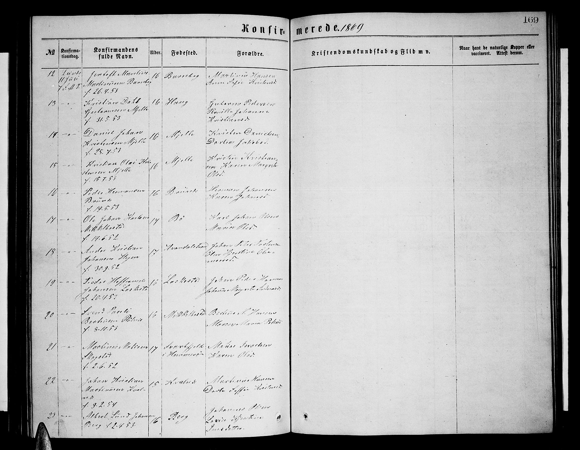 Ministerialprotokoller, klokkerbøker og fødselsregistre - Nordland, AV/SAT-A-1459/855/L0815: Parish register (copy) no. 855C04, 1865-1878, p. 169