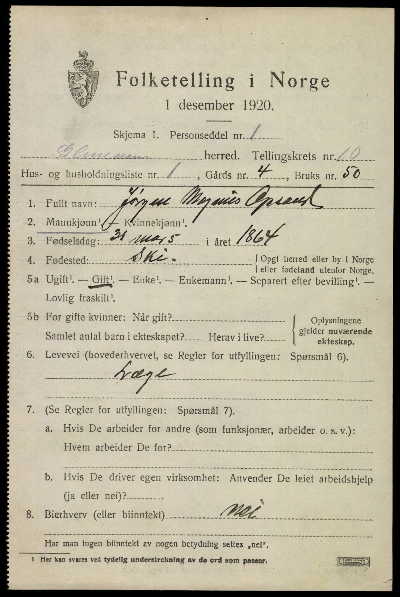 SAO, 1920 census for Glemmen, 1920, p. 24823