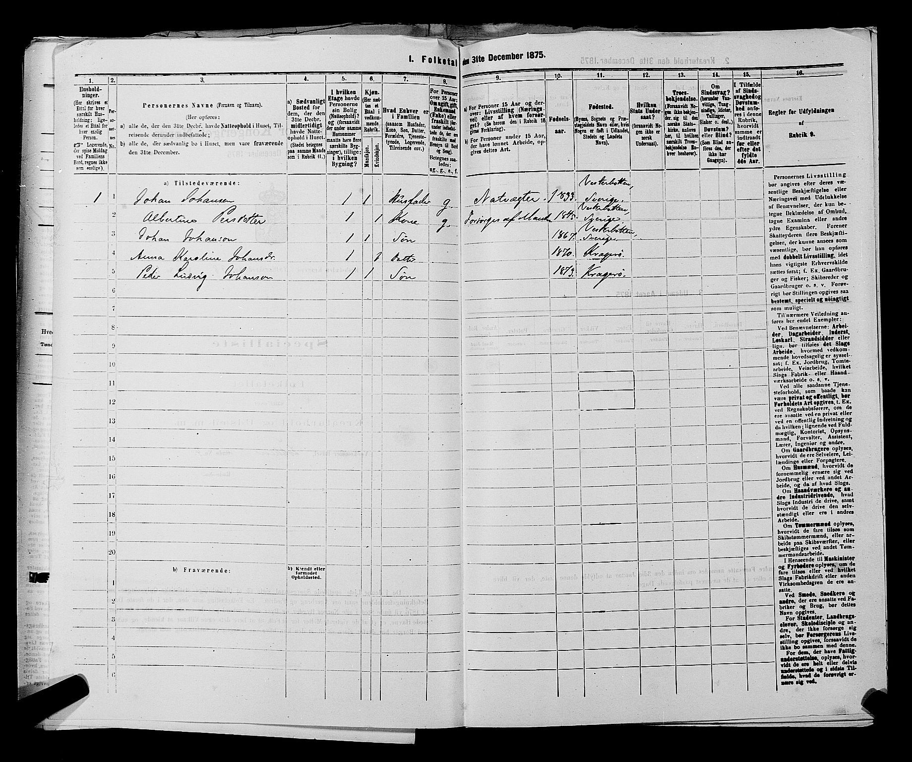 SAKO, 1875 census for 0801P Kragerø, 1875, p. 832