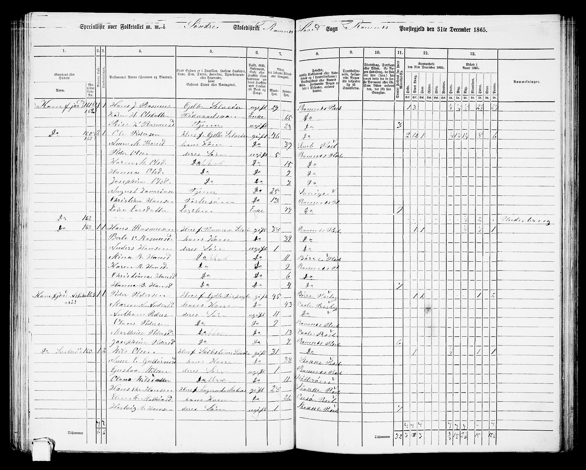 RA, 1865 census for Ramnes, 1865, p. 28